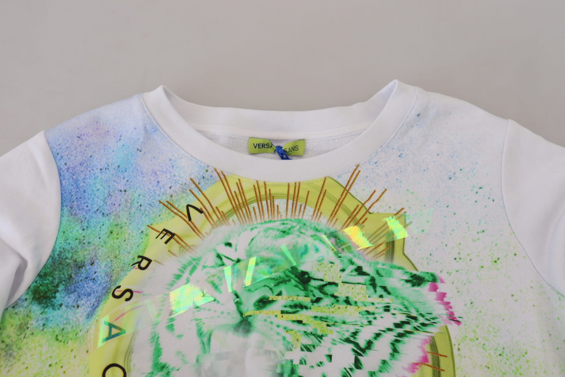 Versace Jeans White Graphic Print Long Sleeves Sweater | Regal Royce