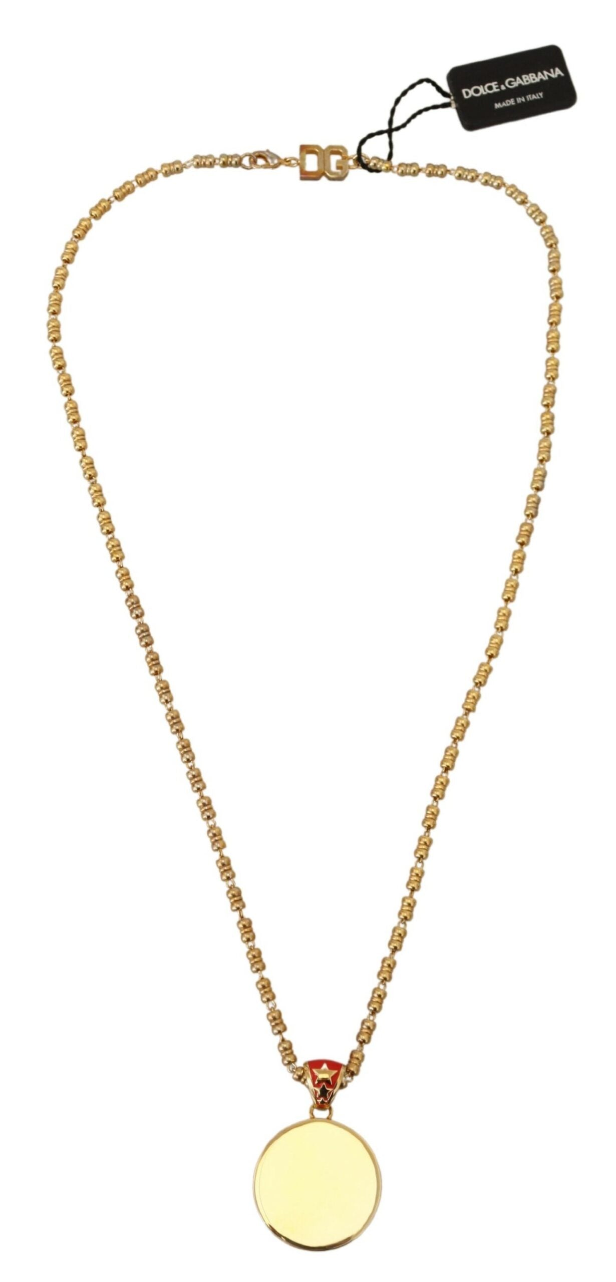Dolce & Gabbana Gold Brass Chain SUPER PIG Pendant Logo Necklace | Regal Royce