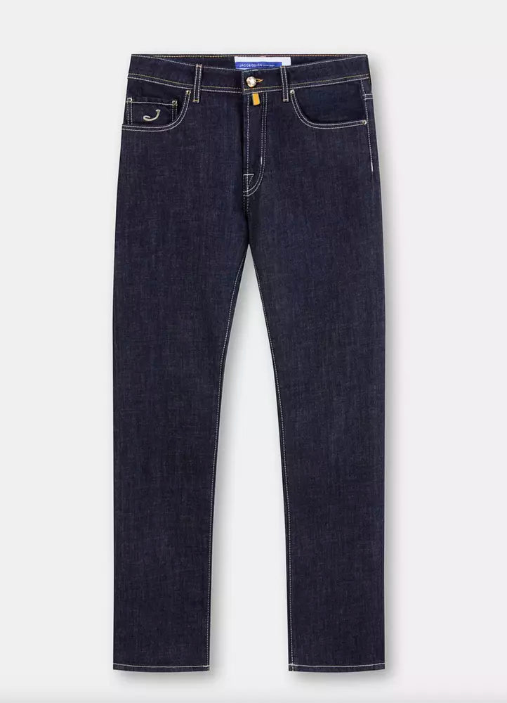 Jacob Cohen Blue Cotton Men Jeans with Straight Leg Cut | Regal Royce