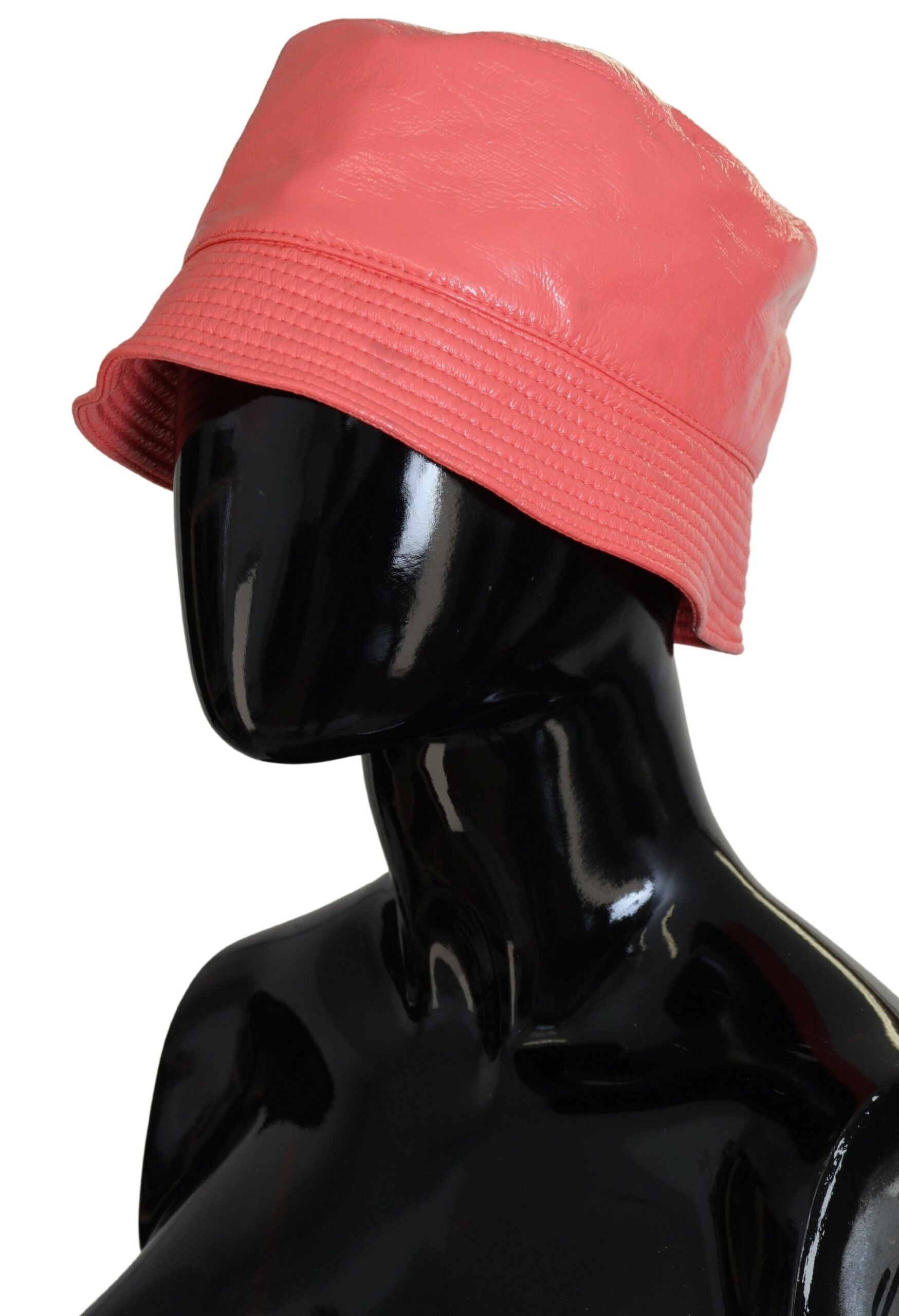 Dolce & Gabbana Peach Quilted Faux Leather Women Bucket Cap Hat | Regal Royce