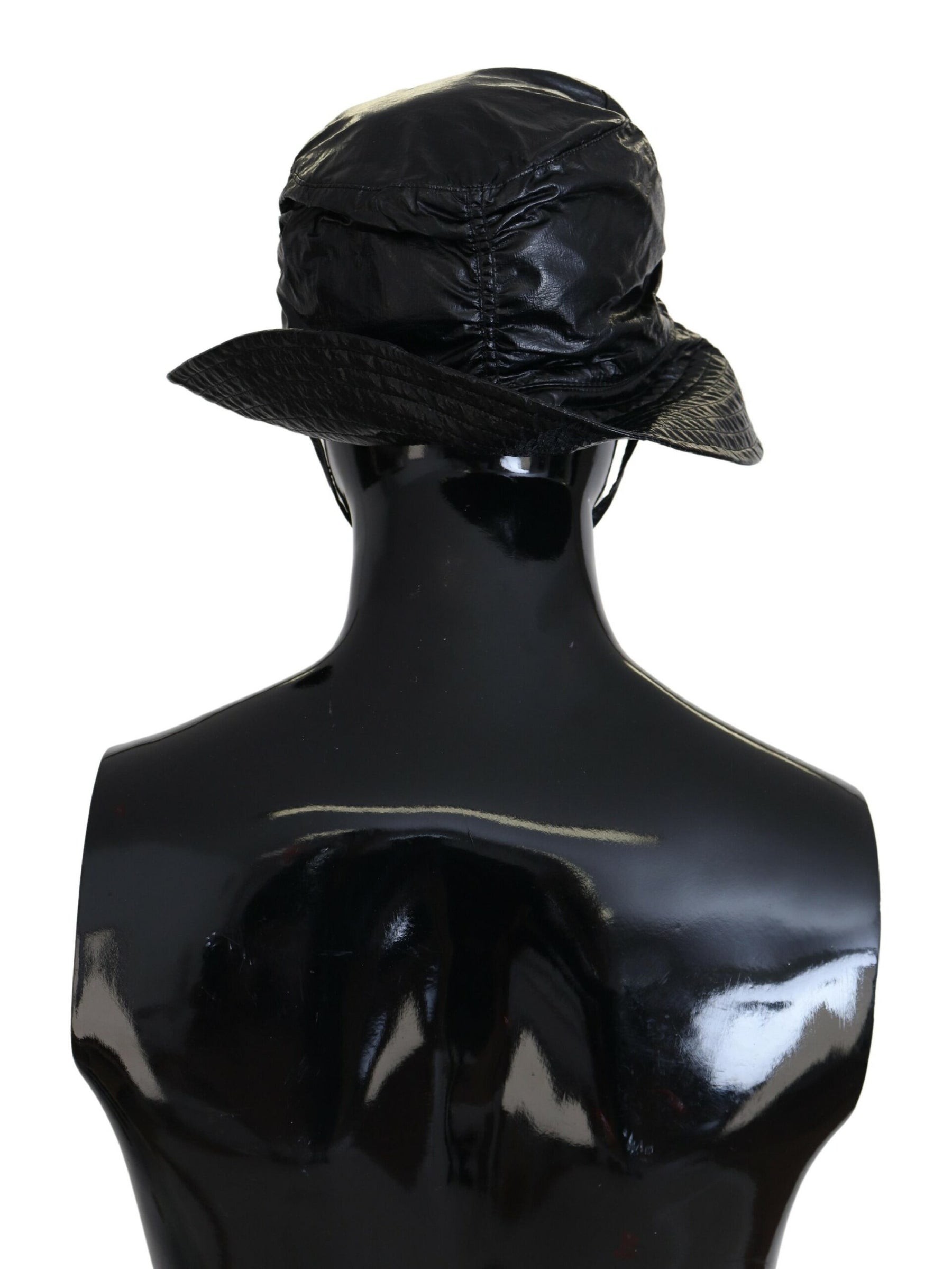 Dolce & Gabbana Black Quilted Faux Leather Women Bucket Cap Hat | Regal Royce