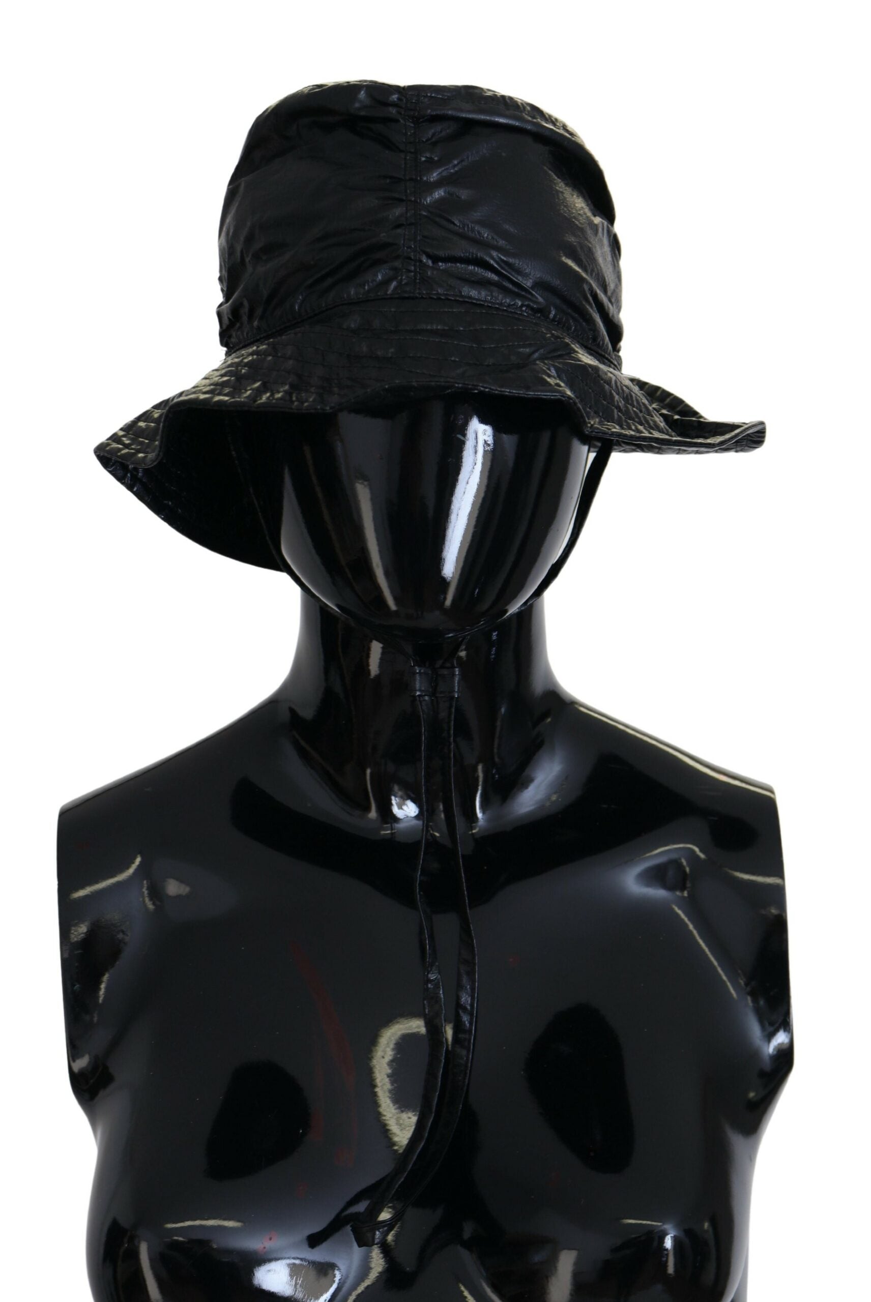 Dolce & Gabbana Black Quilted Faux Leather Women Bucket Cap Hat | Regal Royce