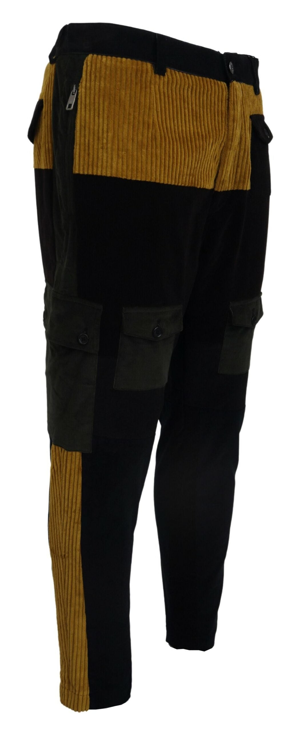 Dolce & Gabbana Black Yellow Cotton Men Pants | Regal Royce