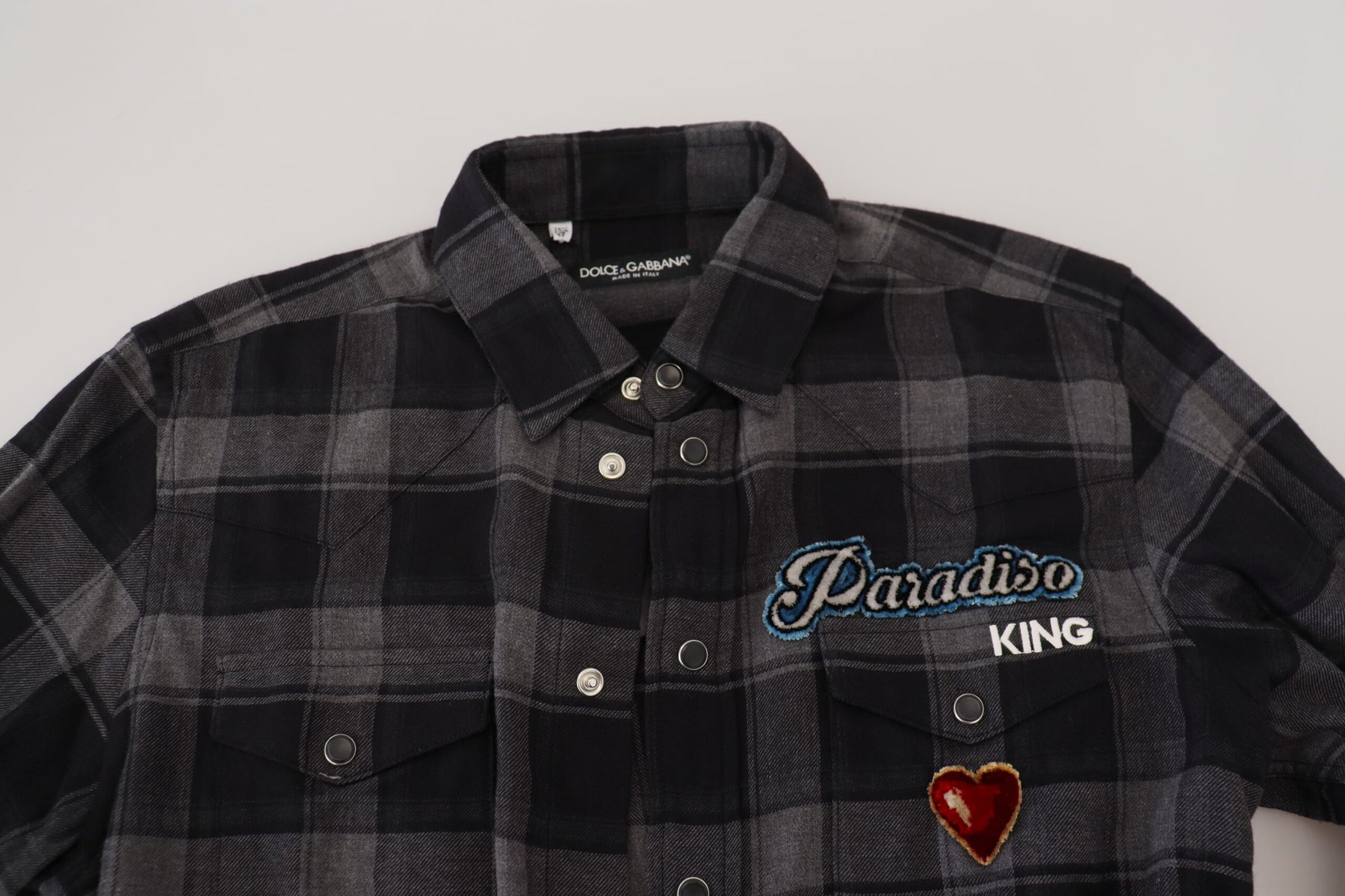 Dolce & Gabbana Black Gray Check Men Long Sleeves Shirt | Regal Royce