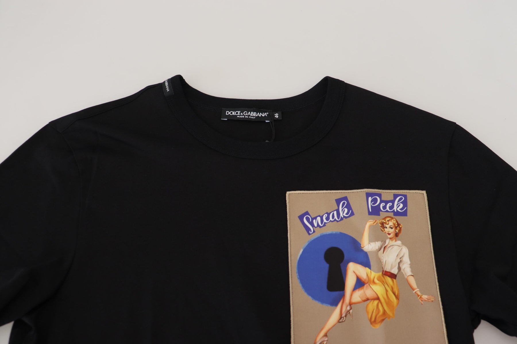 Dolce & Gabbana Black Sneak Peek Cotton Short Sleeve T-shirt | Regal Royce