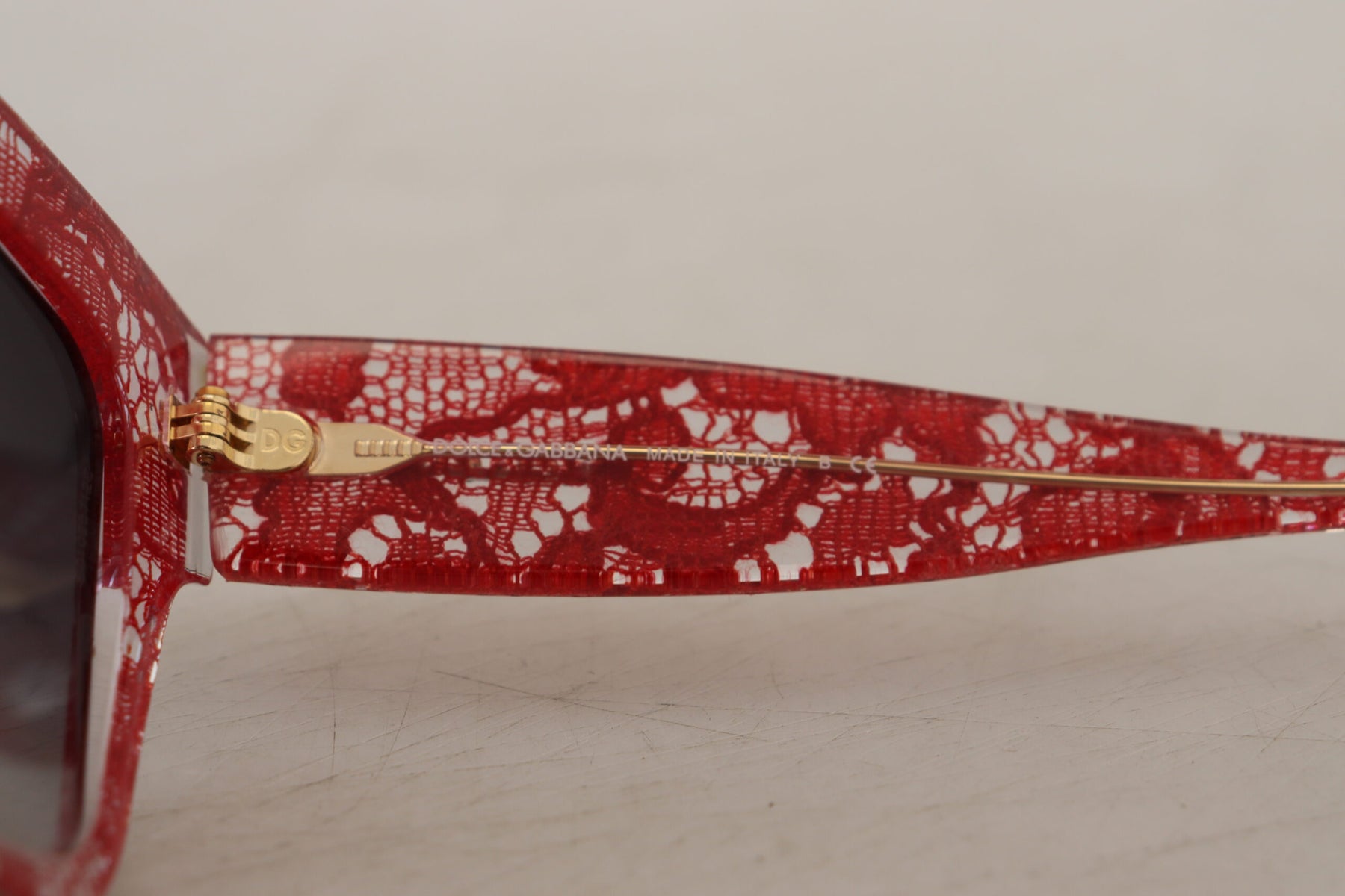 Dolce & Gabbana Red DG4231F Lace Acetate Rectangle Shades Sunglasses | Regal Royce