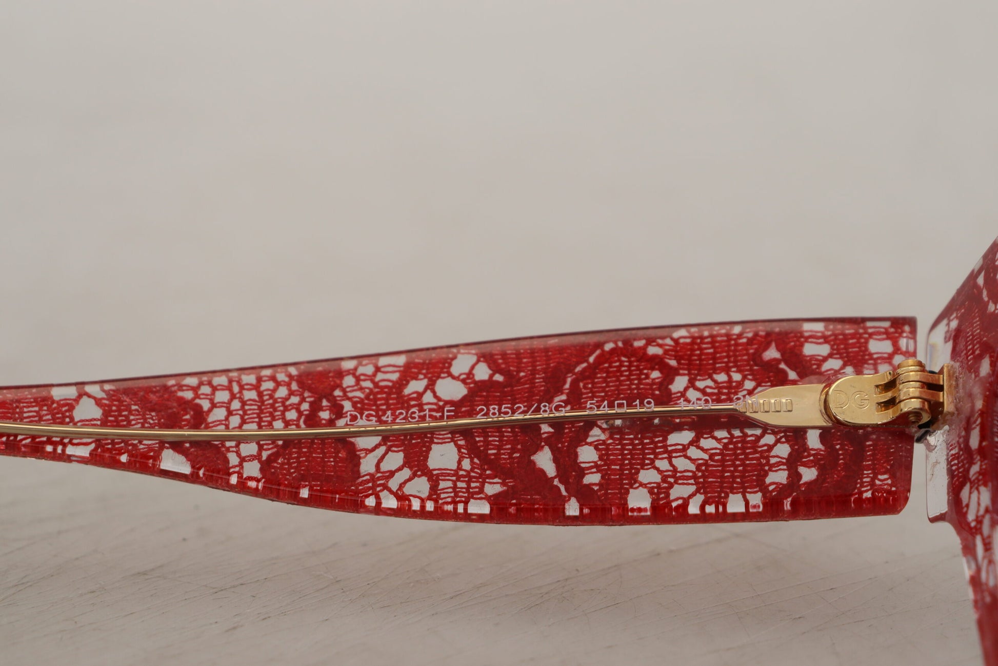 Dolce & Gabbana Red DG4231F Lace Acetate Rectangle Shades Sunglasses
