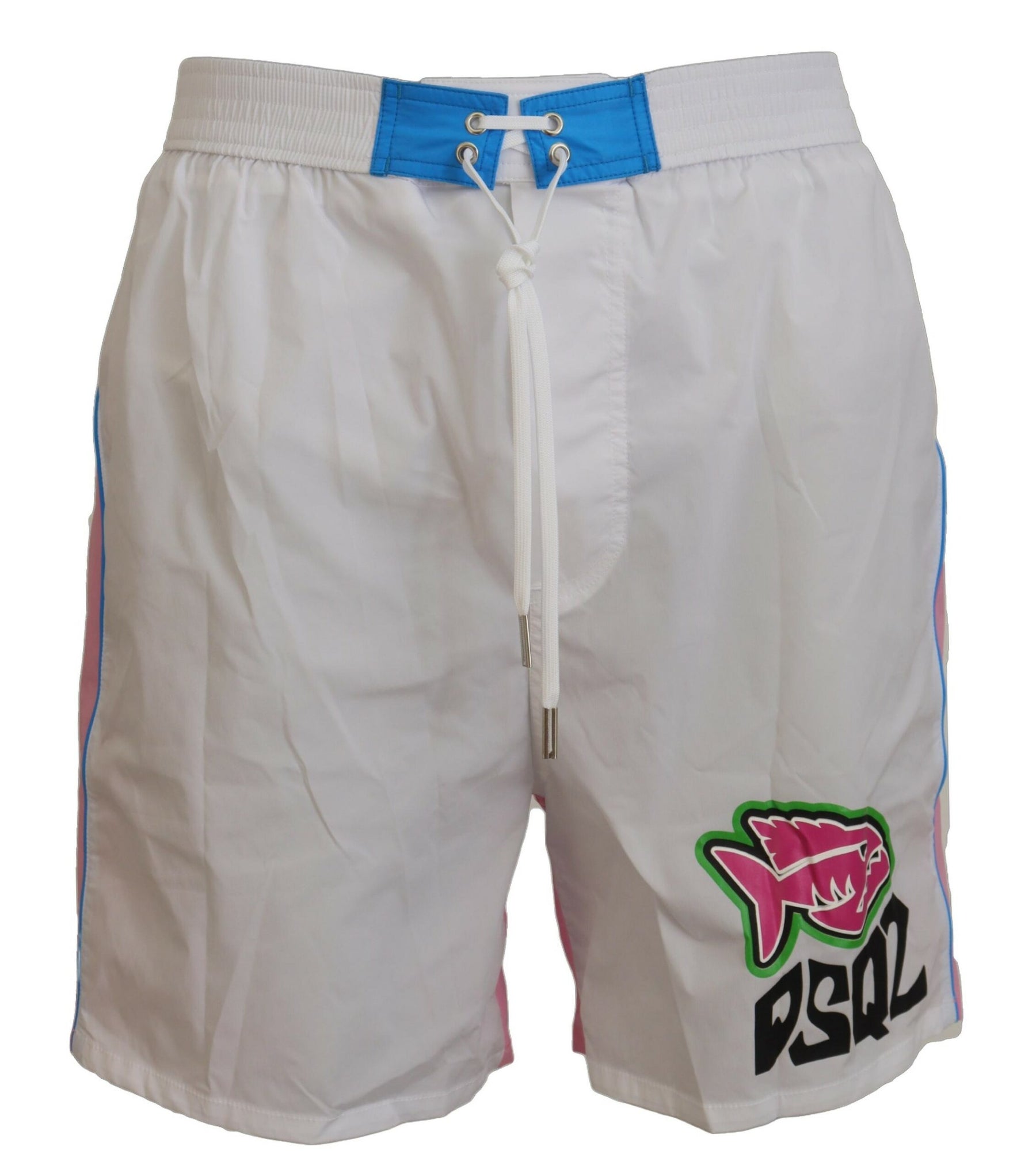 Dsquared² White Pink Logo Print Men Beachwear Shorts Swimwear | Regal Royce