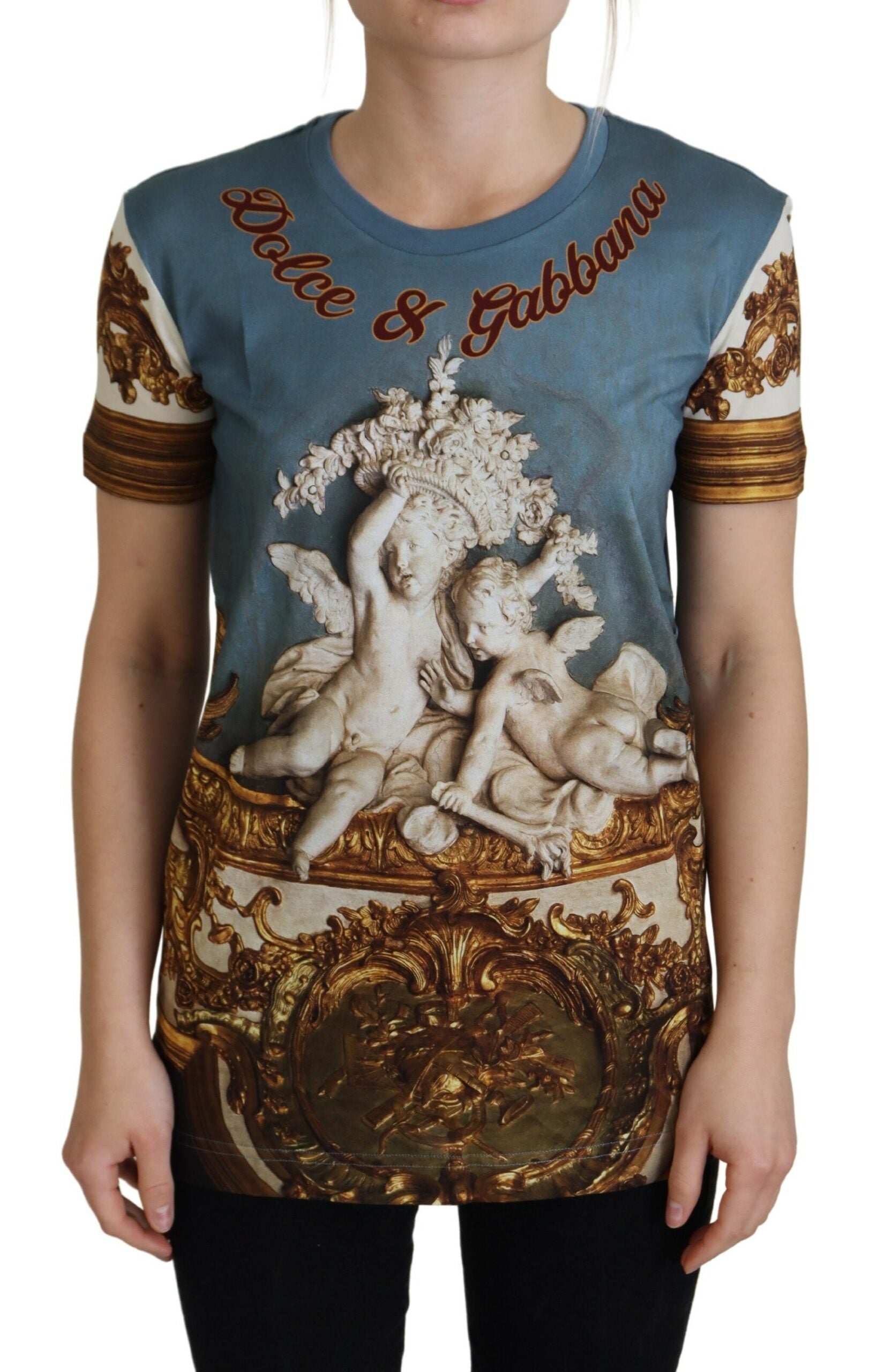 Dolce & Gabbana Multicolor DG Logo Angel Printed Shirt Top | Regal Royce