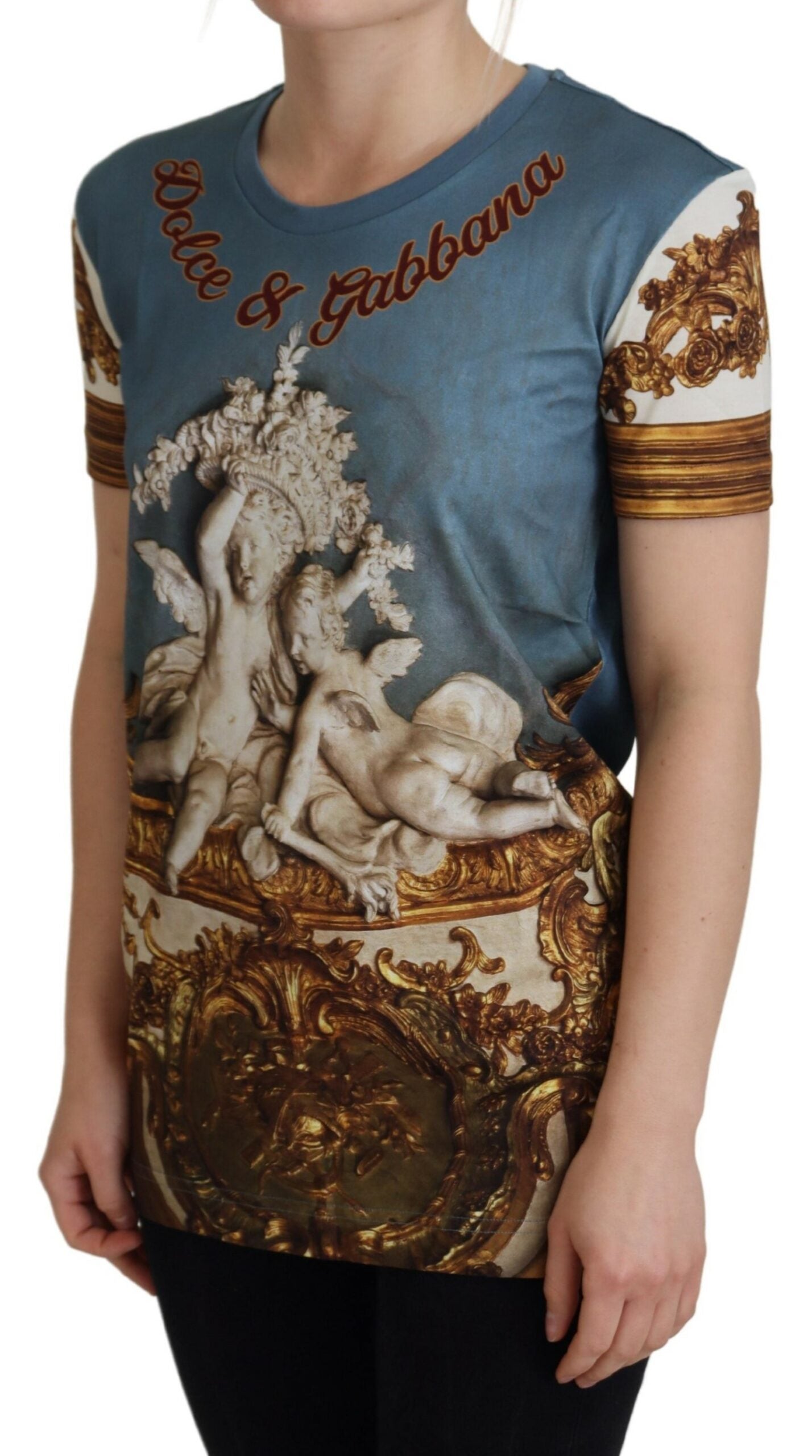 Dolce & Gabbana Multicolor DG Logo Angel Printed Shirt Top | Regal Royce