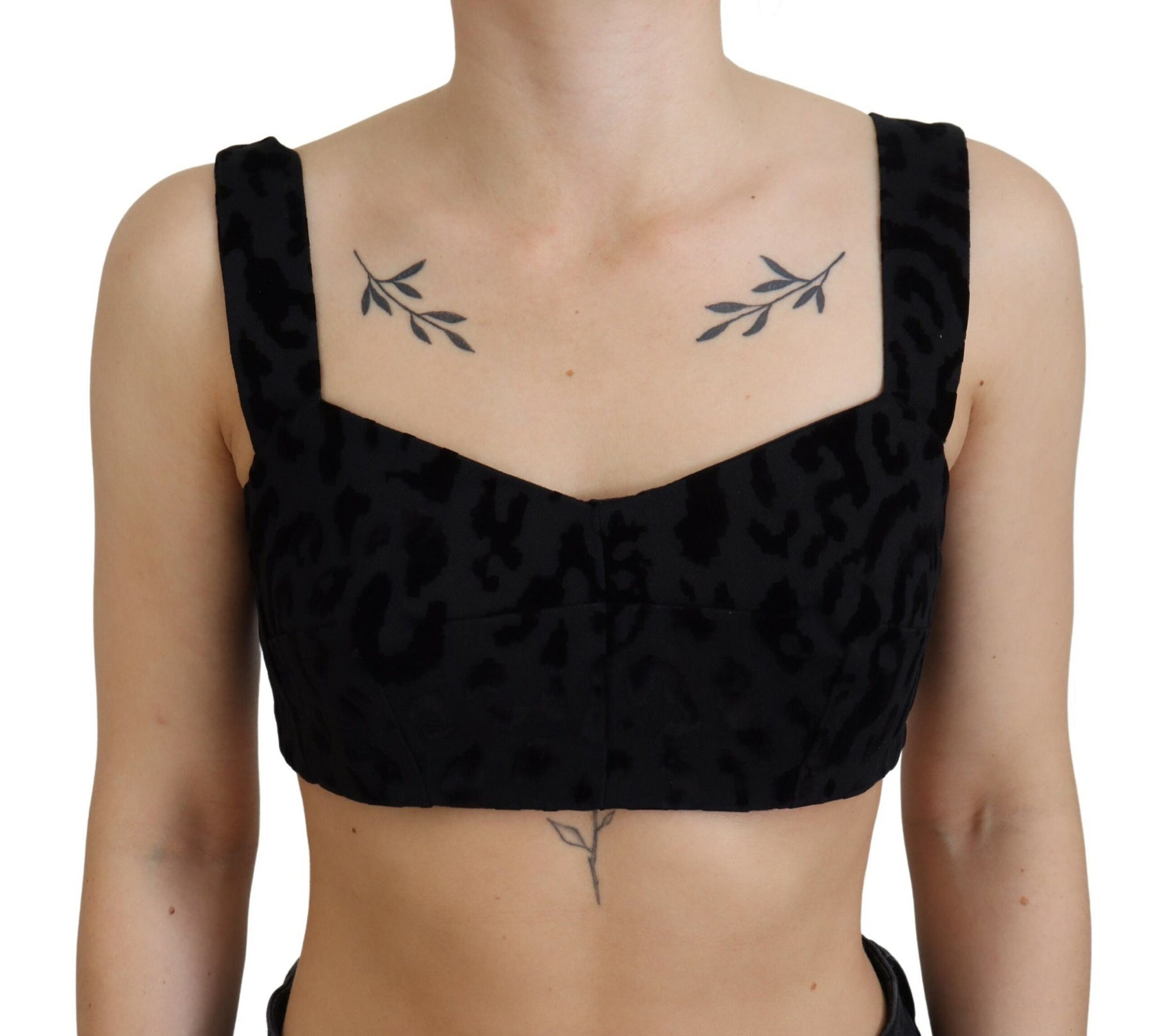 Dolce & Gabbana Black Leopard Cropped Bustier Corset Bra Top | Regal Royce