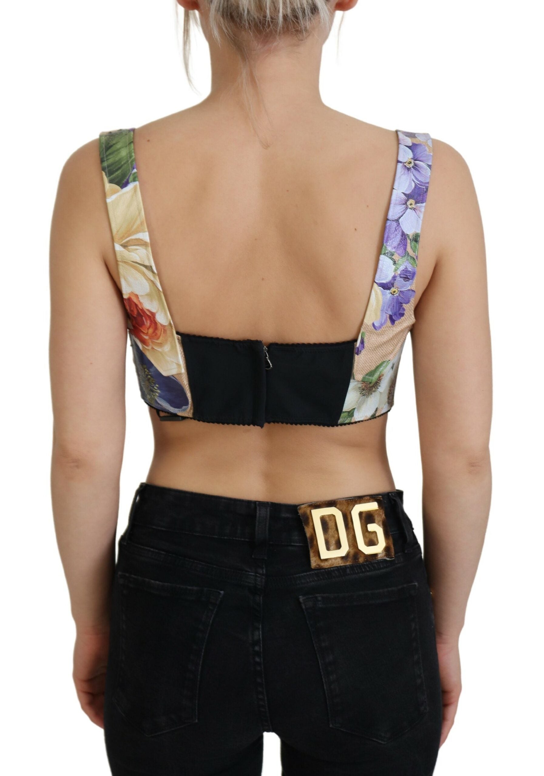 Dolce & Gabbana Multicolor Floral Cropped Bustier Corset Top