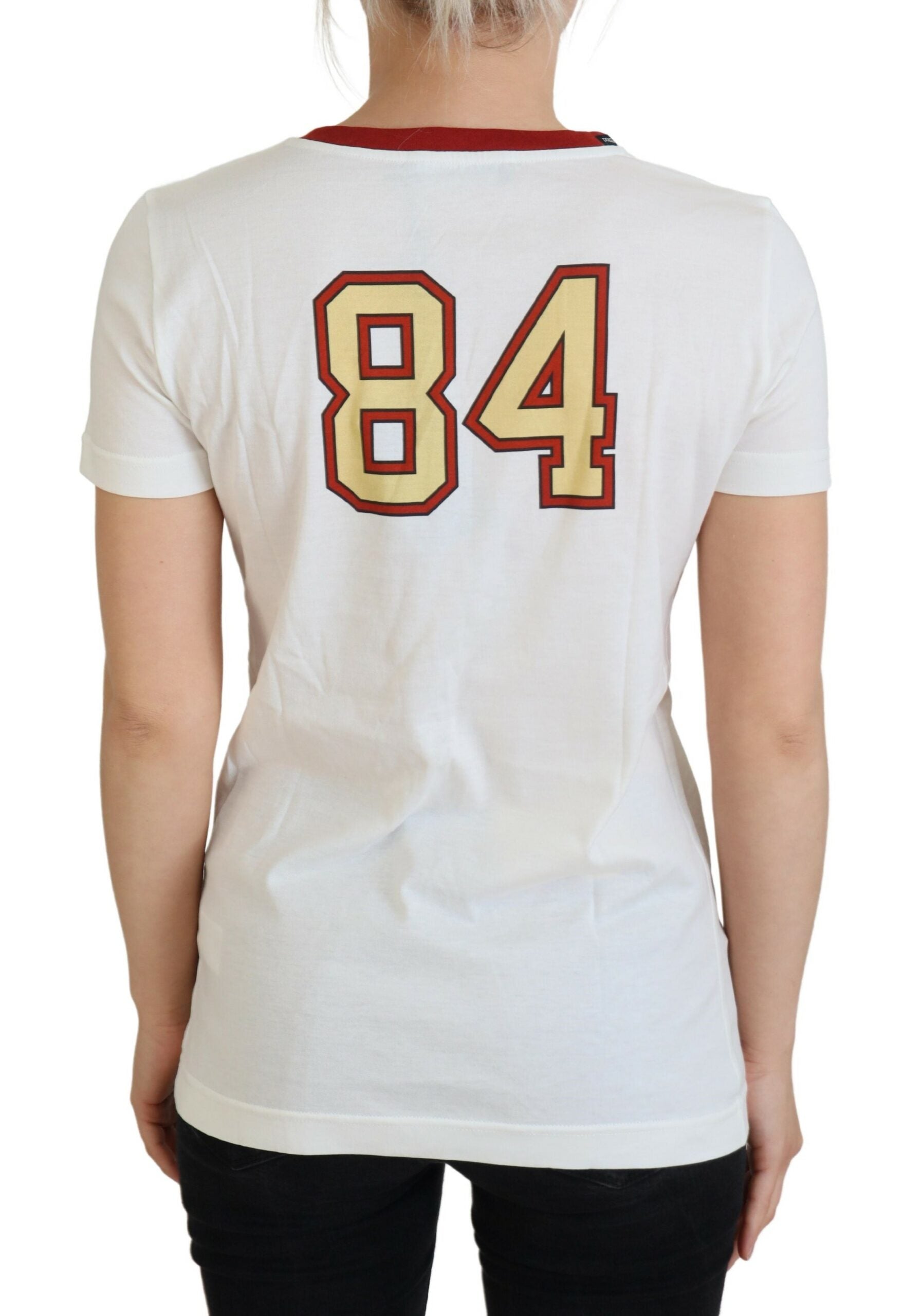 Dolce & Gabbana White Printed Short Sleeves Pullover Top | Regal Royce