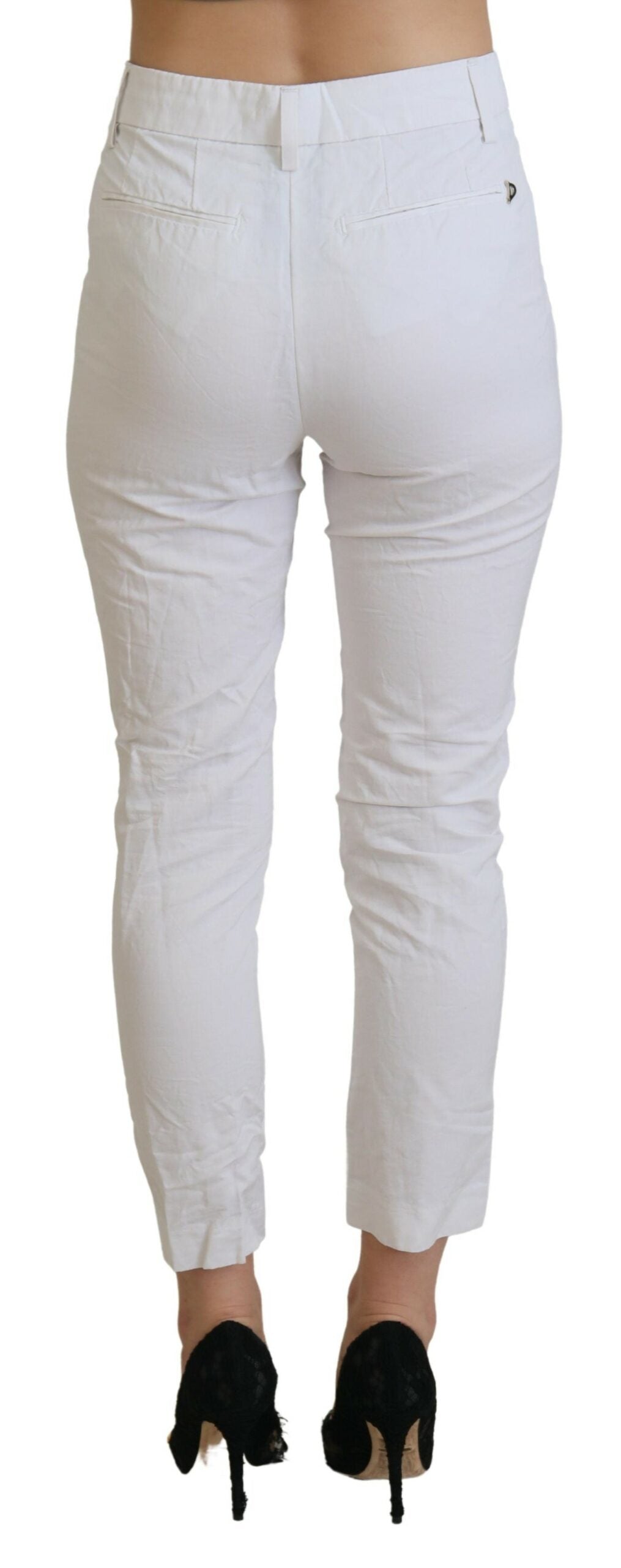Dondup White High Waist Tapered Women Pants | Regal Royce