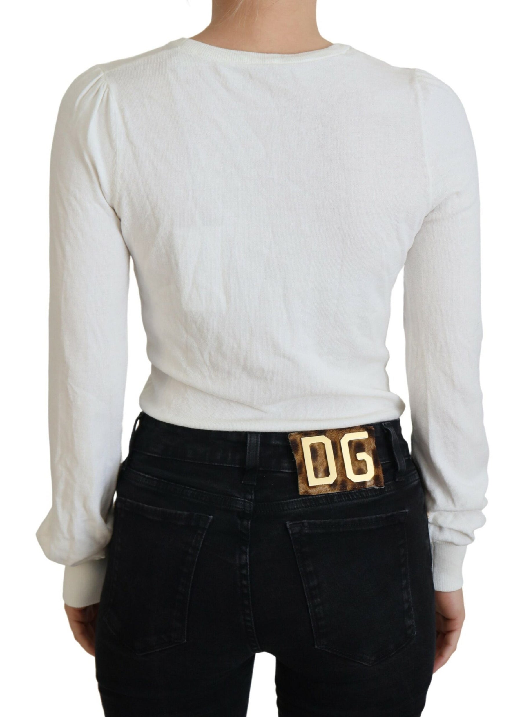 Patrizia Pepe Ivory V-Neck Long Sleeves Women Blouse Top | Regal Royce