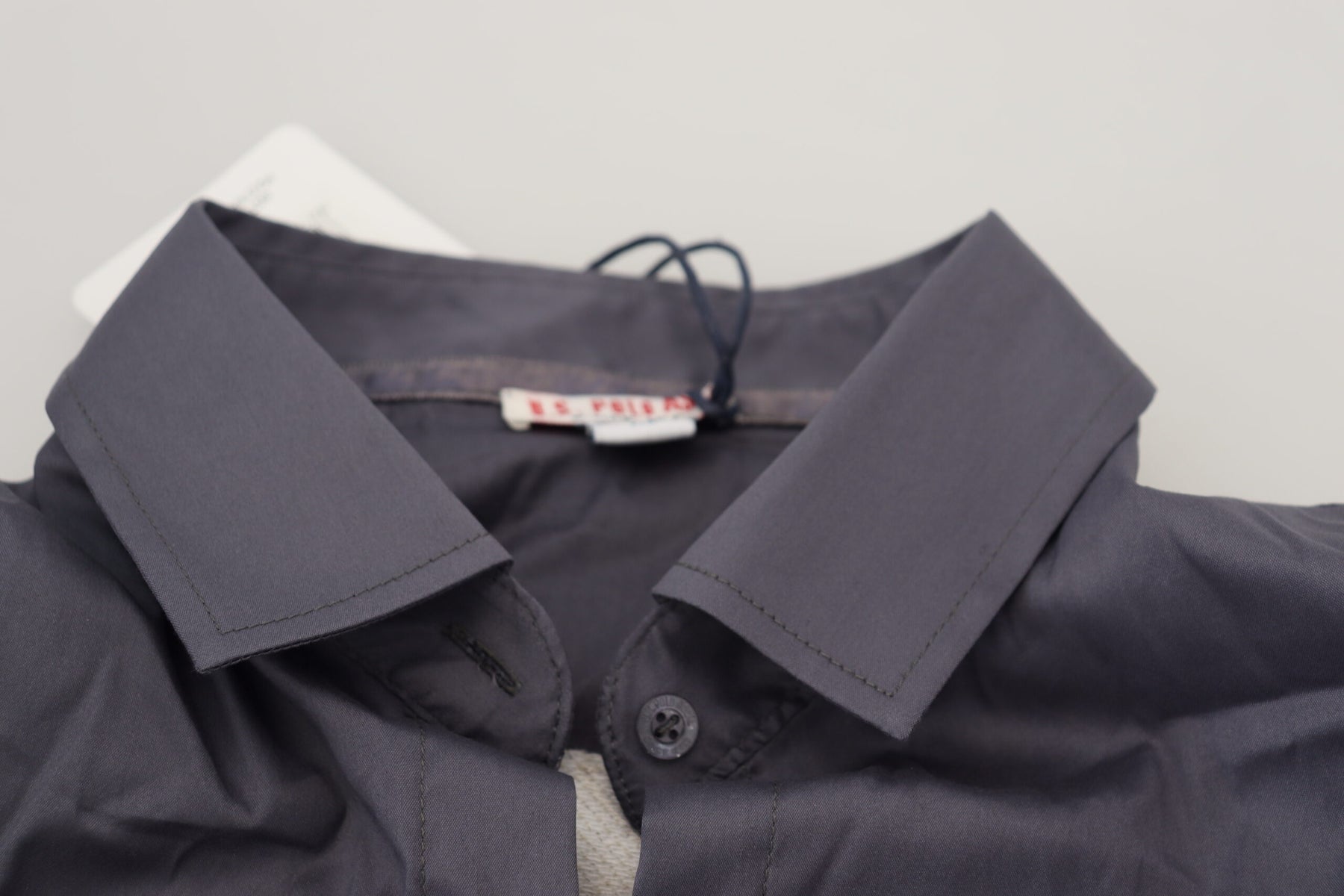 U.S. POLO ASSN. Gray Printed Long Sleeves Collared Top | Regal Royce