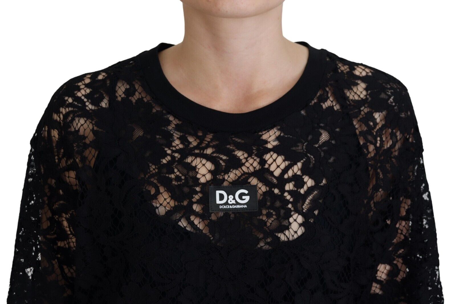 Dolce & Gabbana Black Floral Lace Cotton Shift Mini Dress | Regal Royce