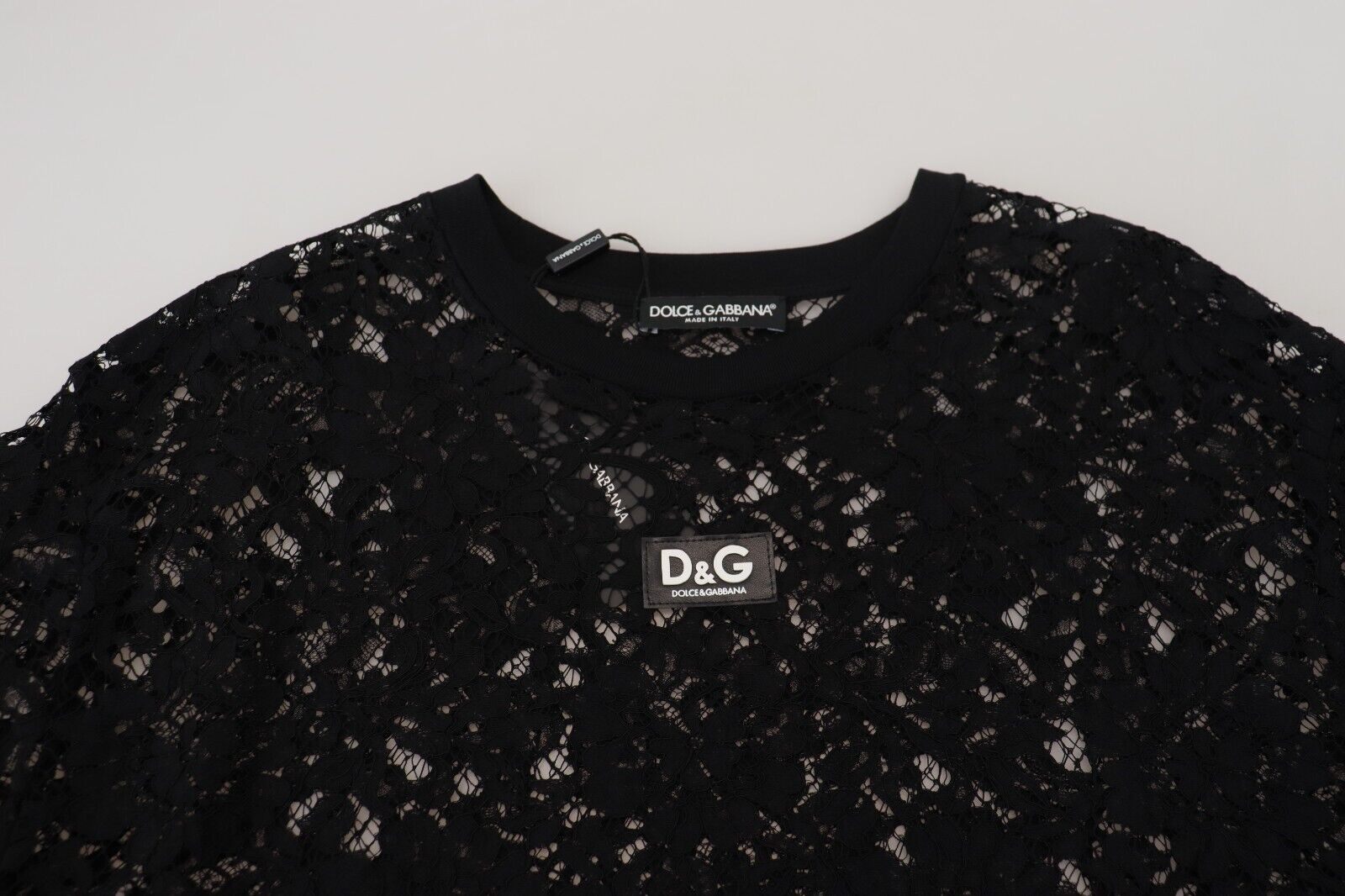 Dolce & Gabbana Black Floral Lace Cotton Shift Mini Dress | Regal Royce