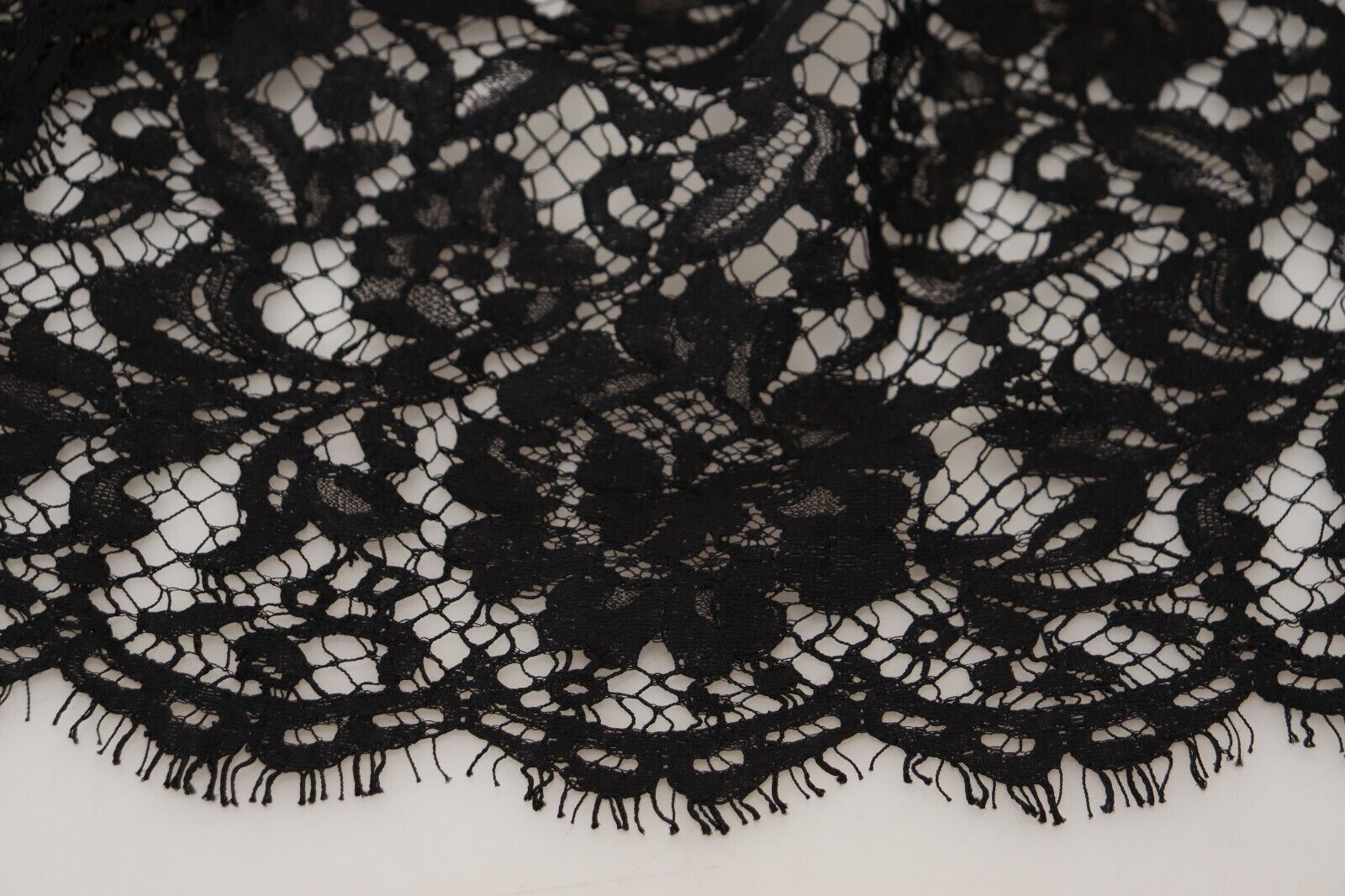 Dolce & Gabbana Black Floral Lace Cotton Shift Mini Dress | Regal Royce