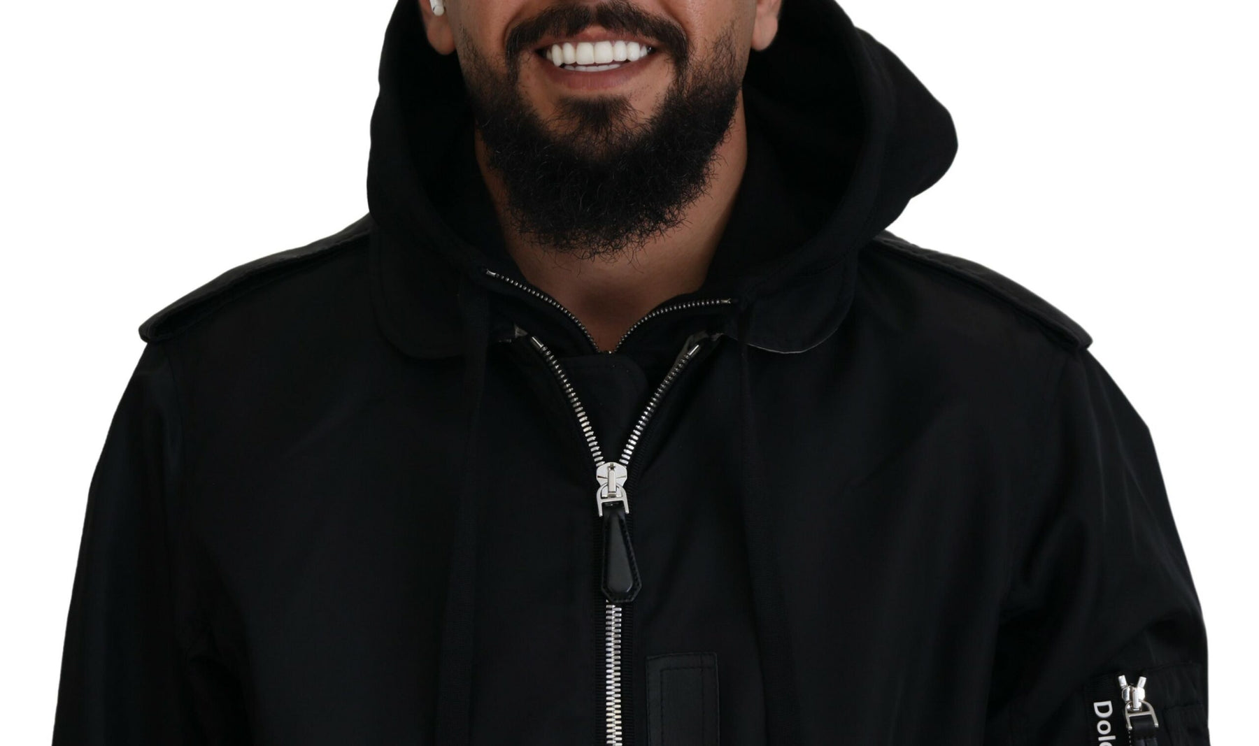 Dolce & Gabbana Black Nylon Hooded Full Zip Men Coat Jacket | Regal Royce