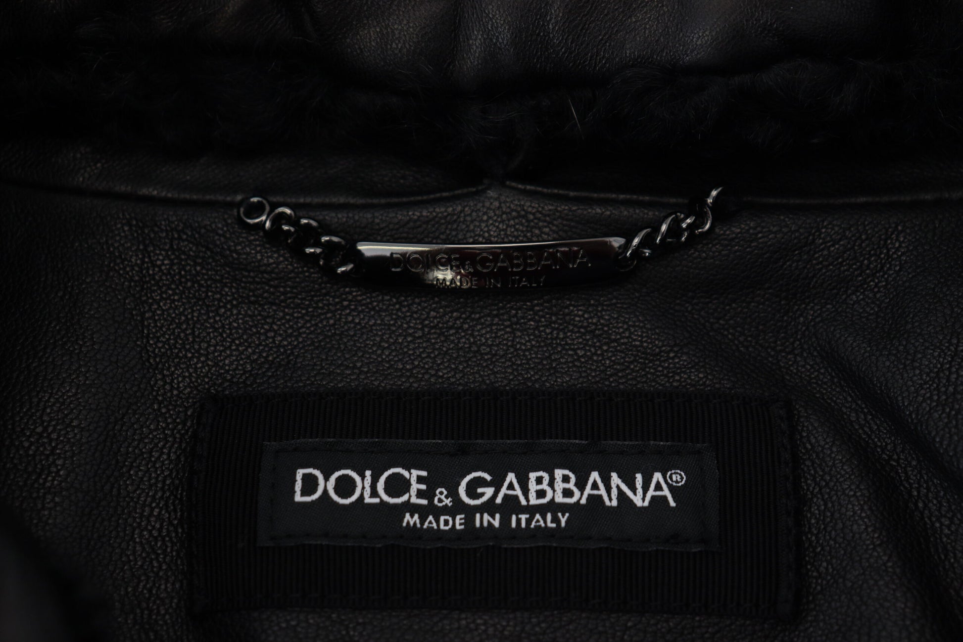 Dolce & Gabbana Black Lamb Leather Collared Men Coat Jacket