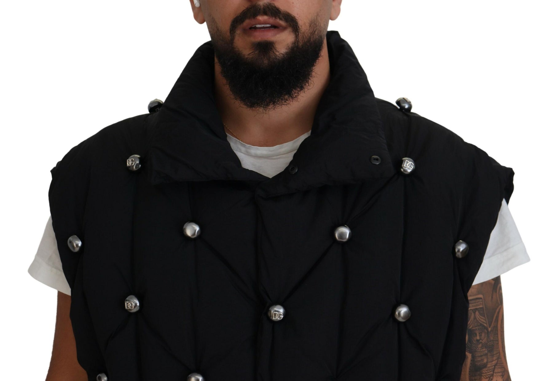 Dolce & Gabbana Black Sleeveless DG Metal Embellishment Jacket | Regal Royce