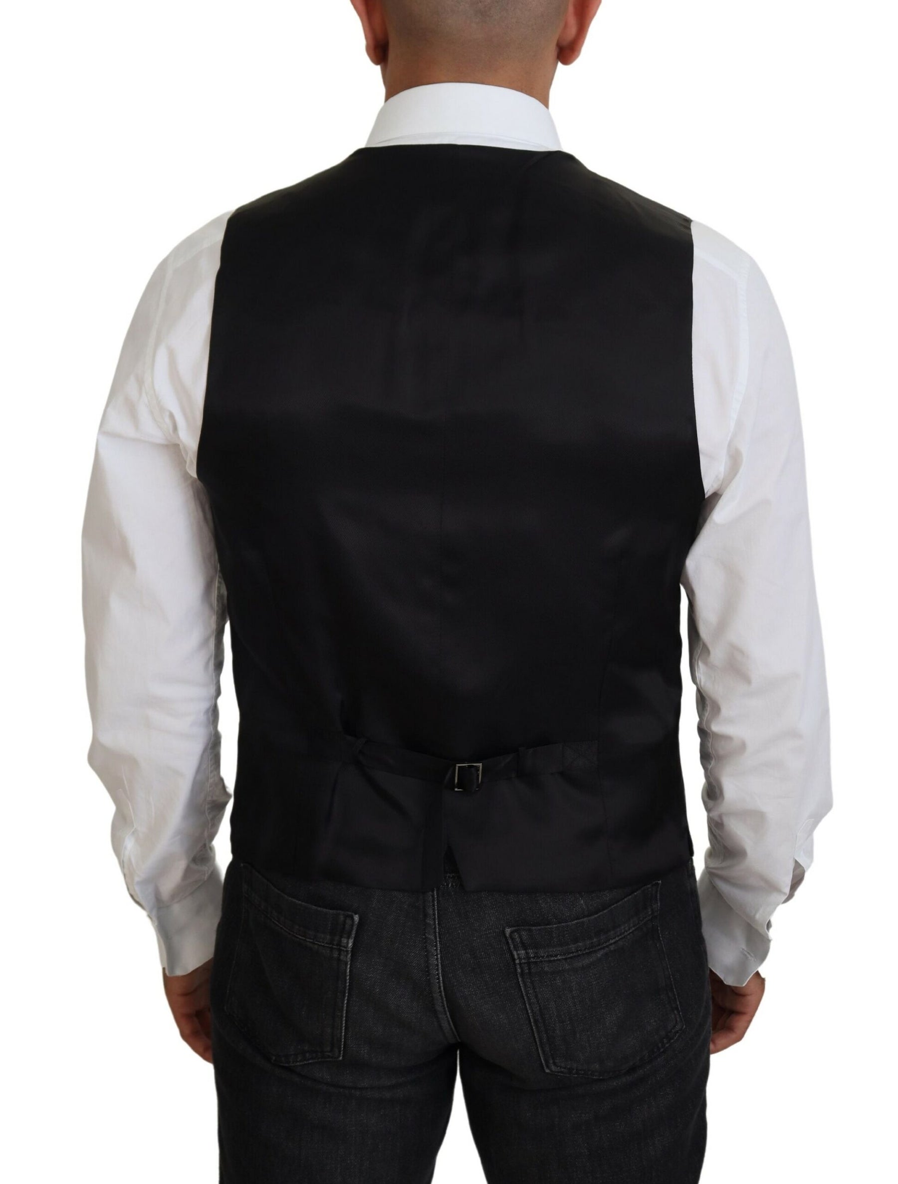Dolce & Gabbana Black Virgin Wool Waistcoat Formal Vest | Regal Royce