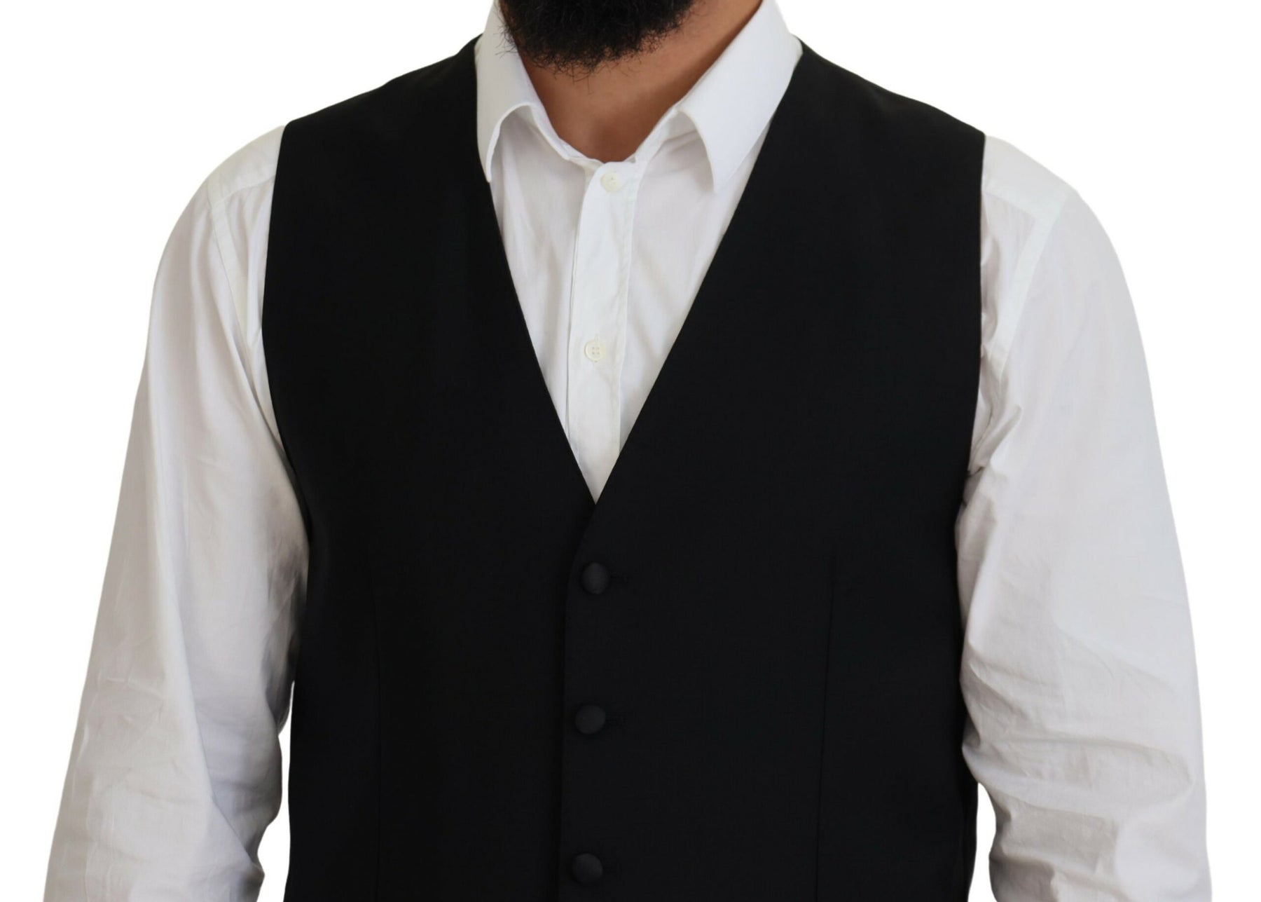Dolce & Gabbana Black Virgin Wool Waistcoat Formal Vest | Regal Royce
