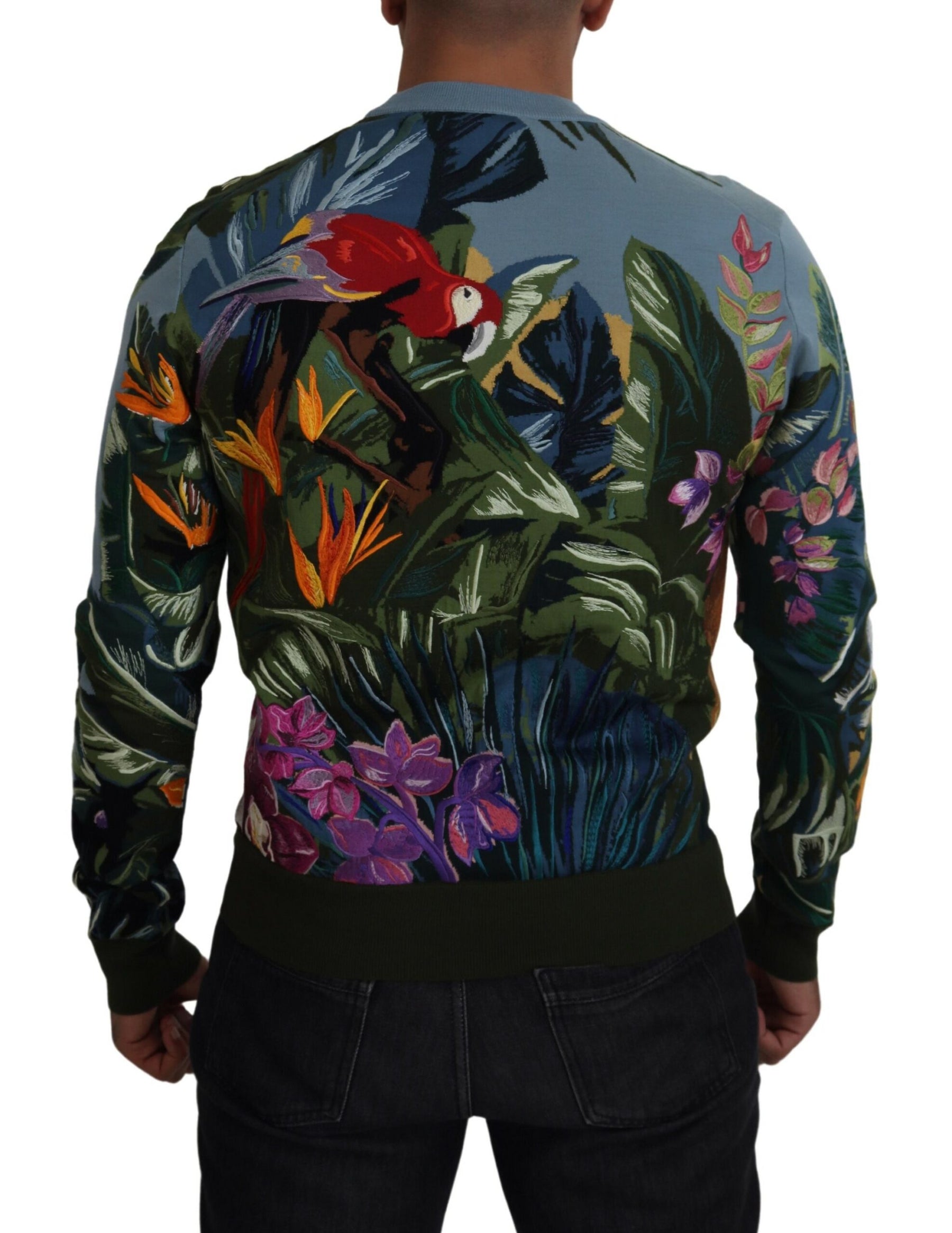 Dolce & Gabbana Multicolor Jungle Wool Pullover Logo Sweater | Regal Royce