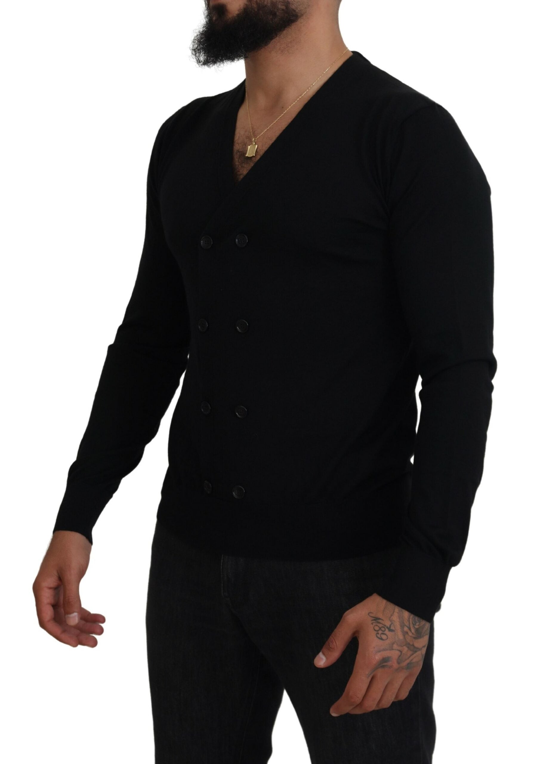 Dolce & Gabbana Black Cashmere Button Down Cardigan Sweater | Regal Royce
