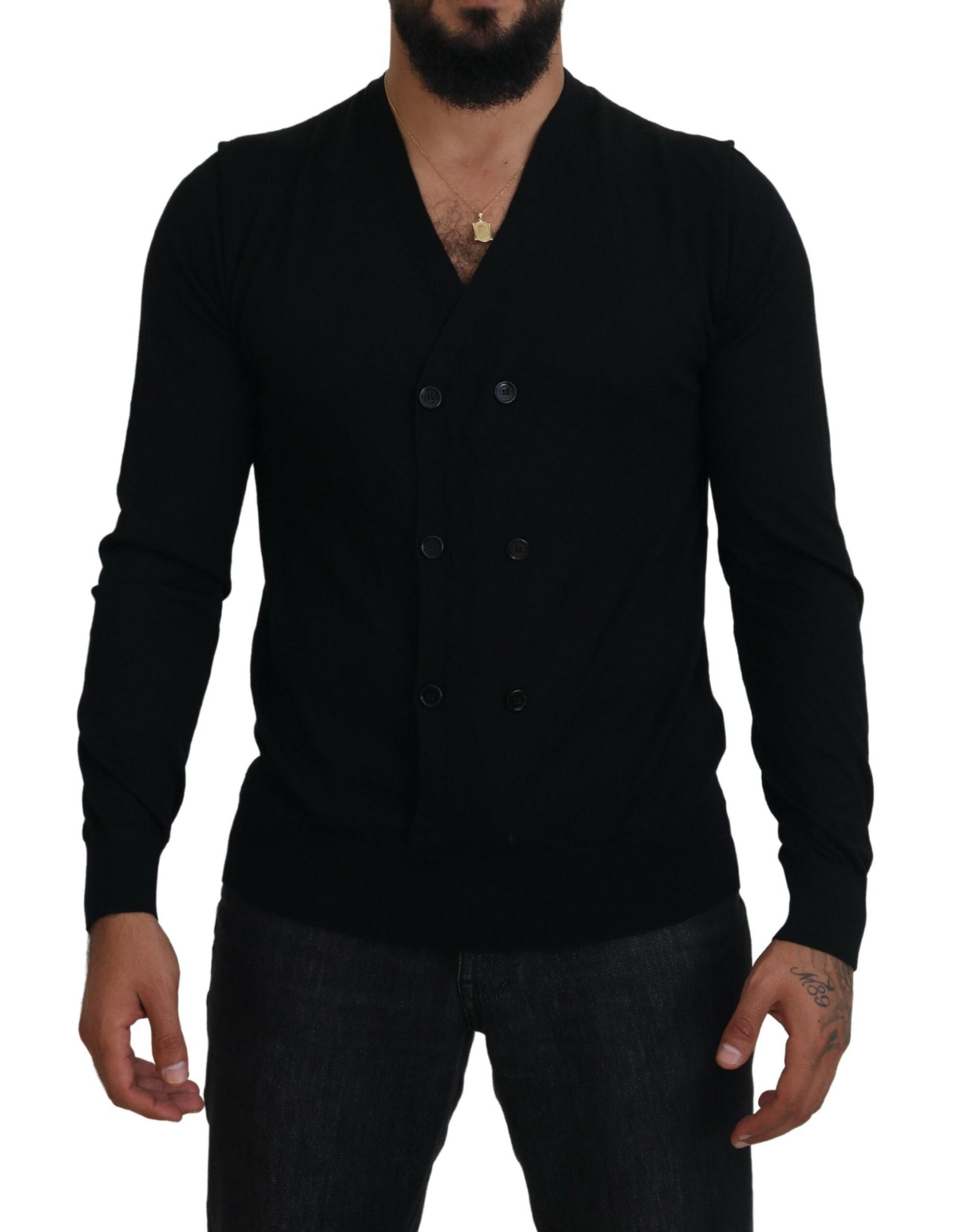 Dolce & Gabbana Black Cashmere Button Down Cardigan Sweater | Regal Royce