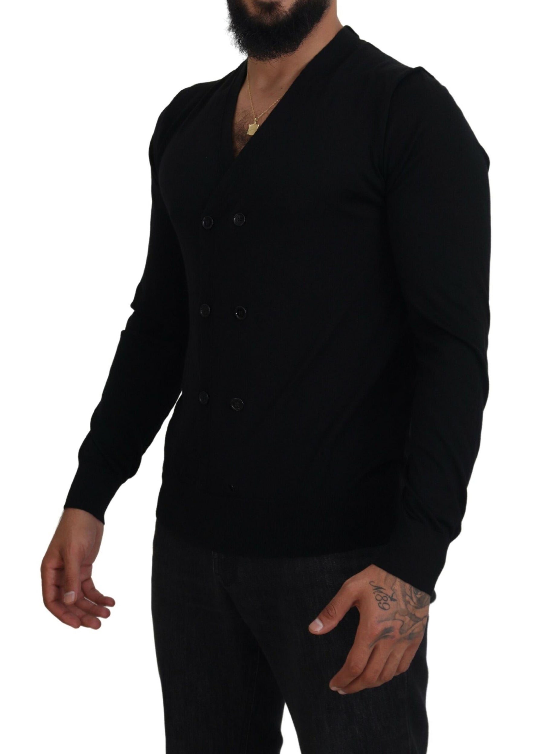 Dolce & Gabbana Black Cashmere Button Down Cardigan Sweater | Regal Royce