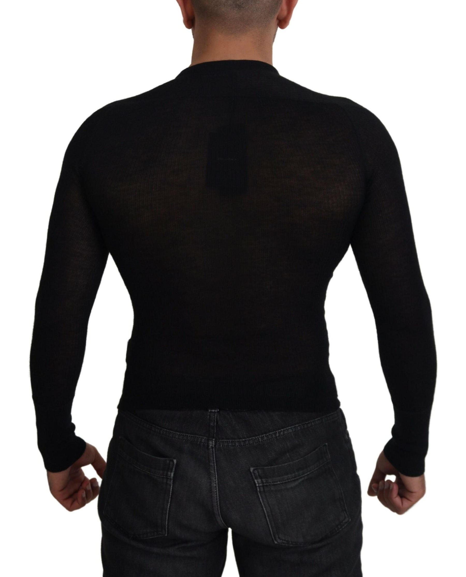 Dolce & Gabbana Black Cashmere Button Pullover Sweater | Regal Royce