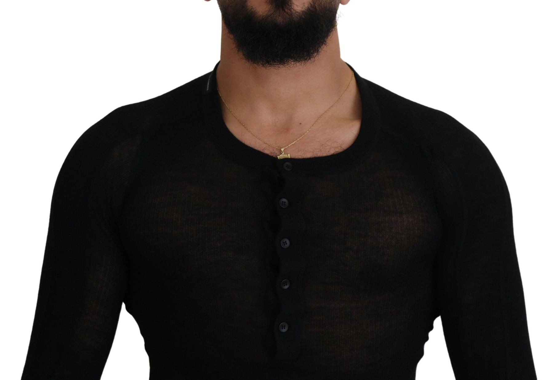 Dolce & Gabbana Black Cashmere Button Pullover Sweater | Regal Royce