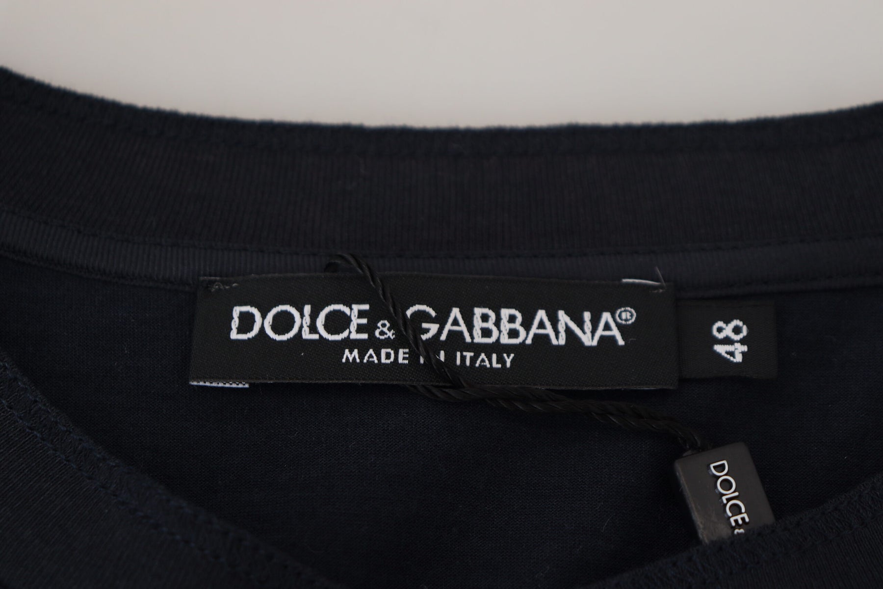 Dolce & Gabbana Blue Cotton Button Crewneck Pullover Sweater | Regal Royce