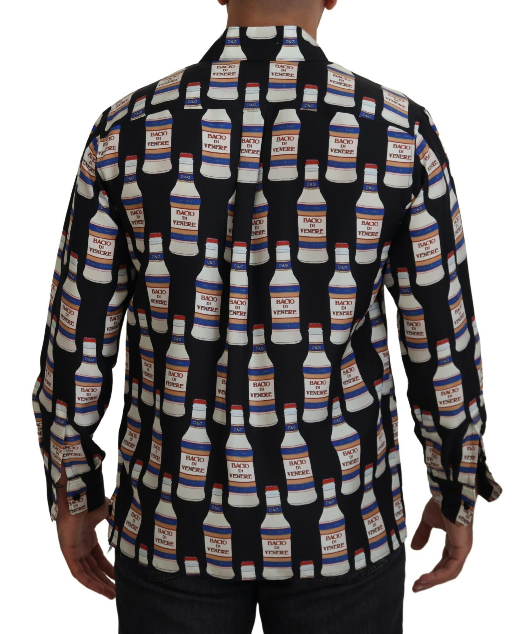 Dolce & Gabbana Black Silk Printed Collared Men Casual Shirt | Regal Royce