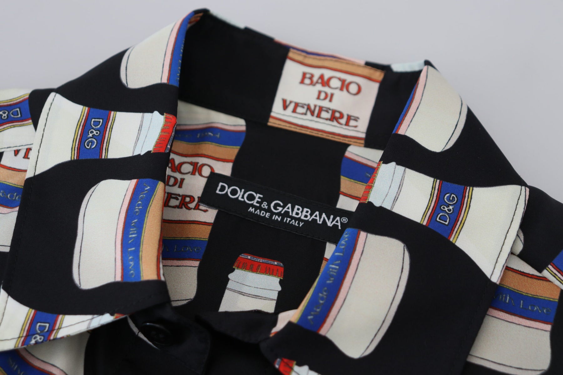 Dolce & Gabbana Black Silk Printed Collared Men Casual Shirt | Regal Royce