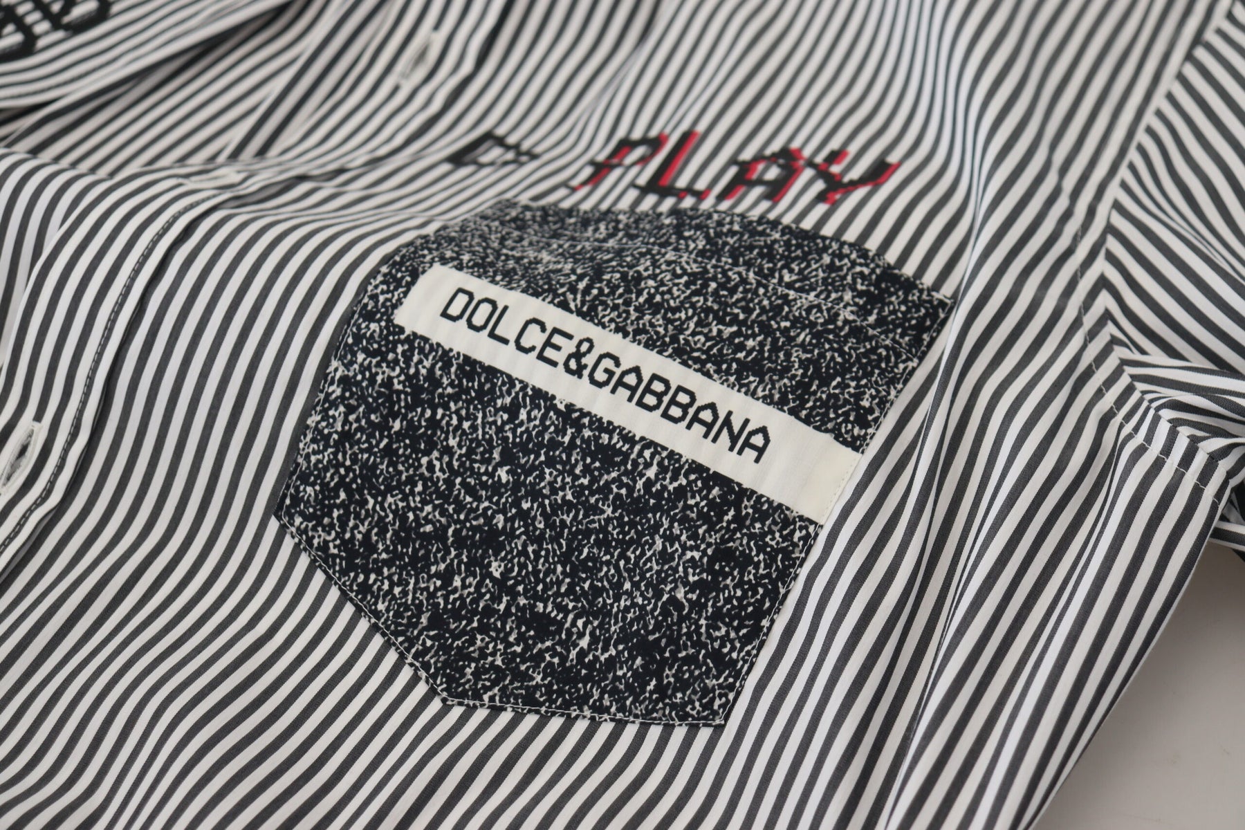 Dolce & Gabbana Black White Striped Printed Casual Cotton Shirt | Regal Royce