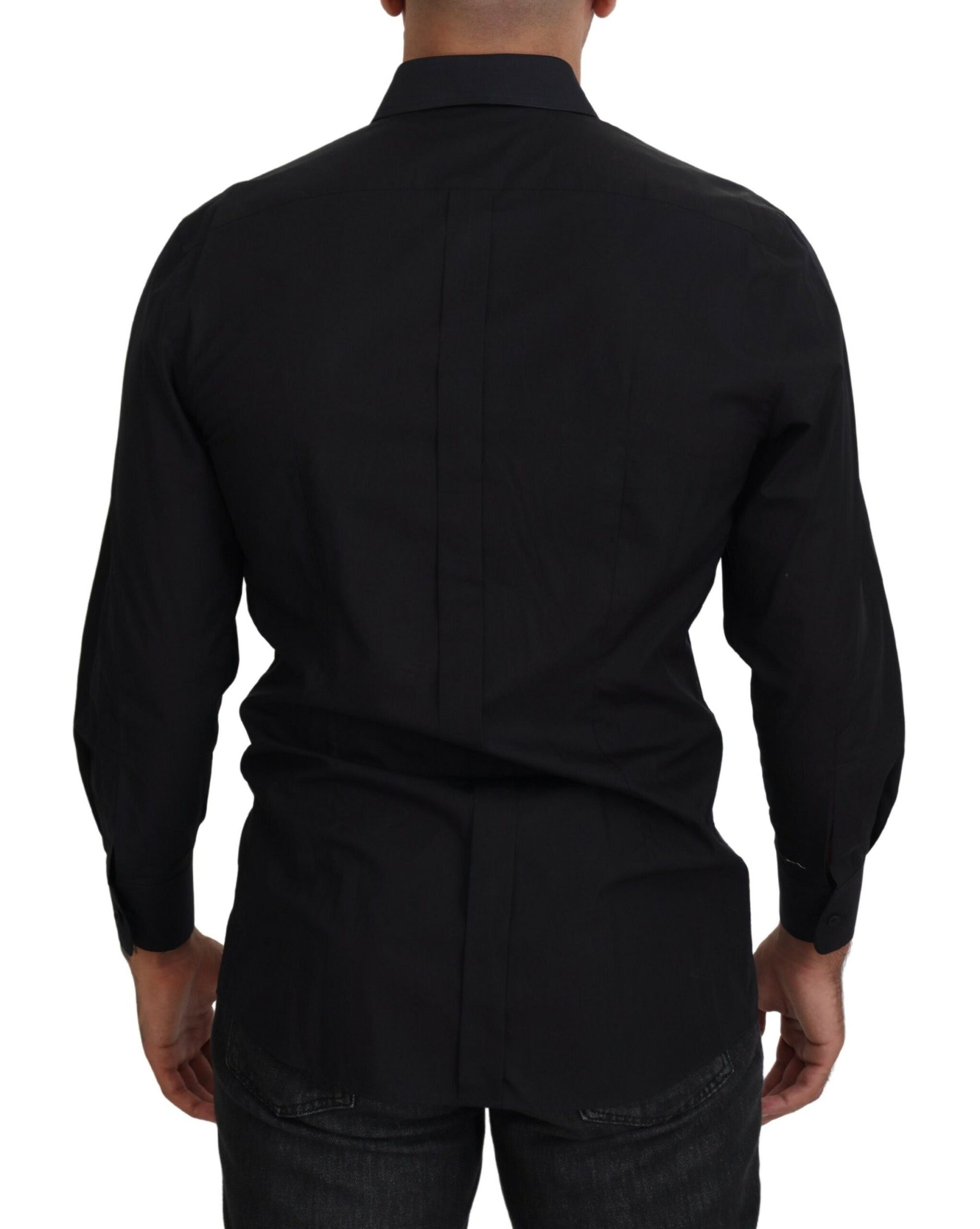 Dolce & Gabbana Black GOLD Cotton Collared Long Sleeve Shirt | Regal Royce