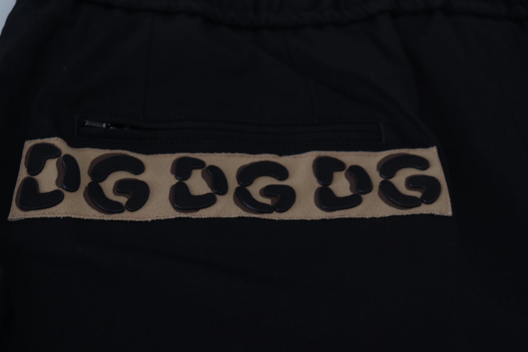 Dolce & Gabbana Black Cotton Elastic Waist DG Logo Cropped Pants | Regal Royce