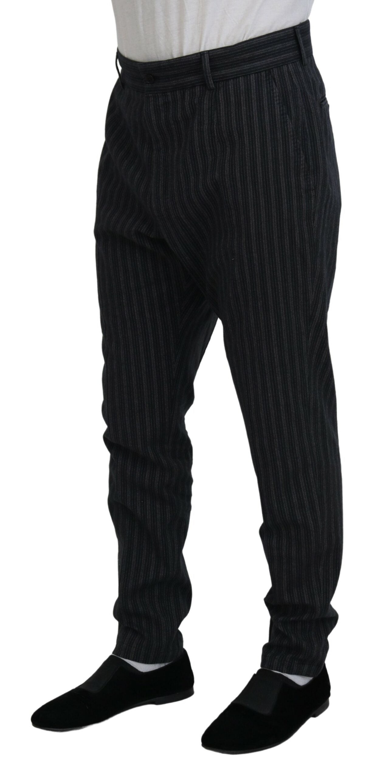 Dolce & Gabbana Dark Gray Stripes Chino Dress Pants | Regal Royce