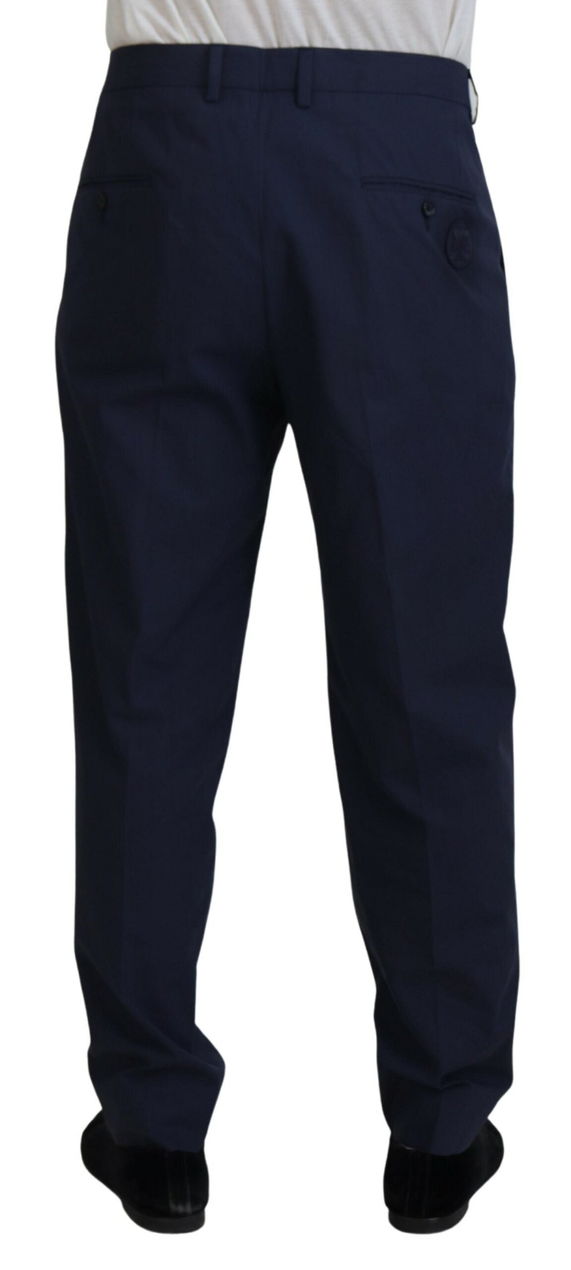 Dolce & Gabbana Dark Blue Cotton Chino Formal Pants | Regal Royce