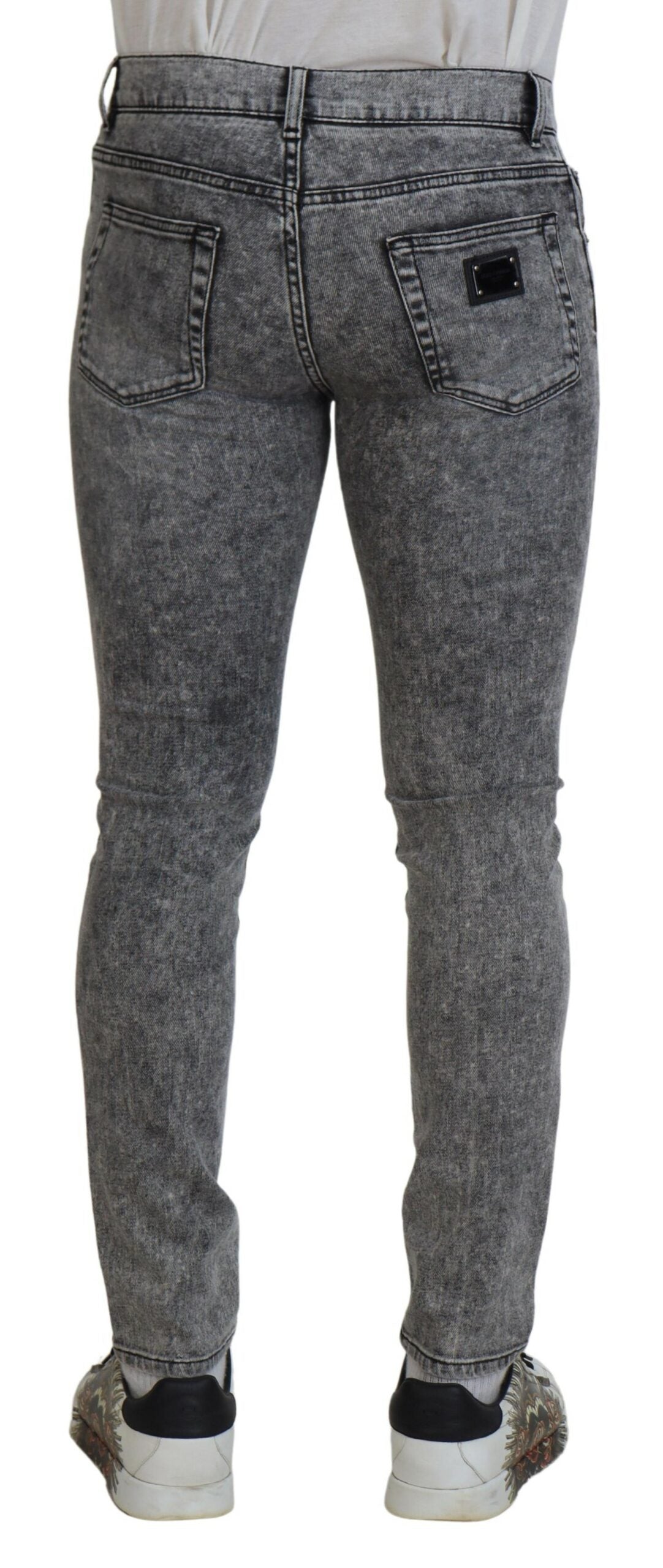 Dolce & Gabbana Grey Washed Cotton Slim Fit Men Denim Jeans | Regal Royce