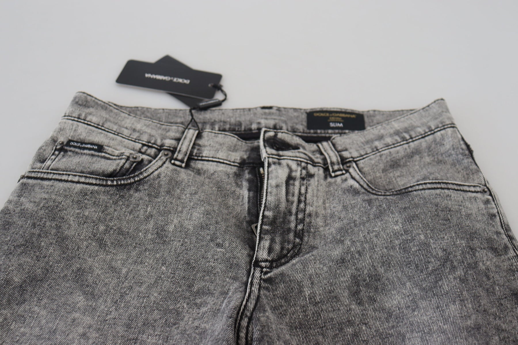 Dolce & Gabbana Grey Washed Cotton Slim Fit Men Denim Jeans | Regal Royce