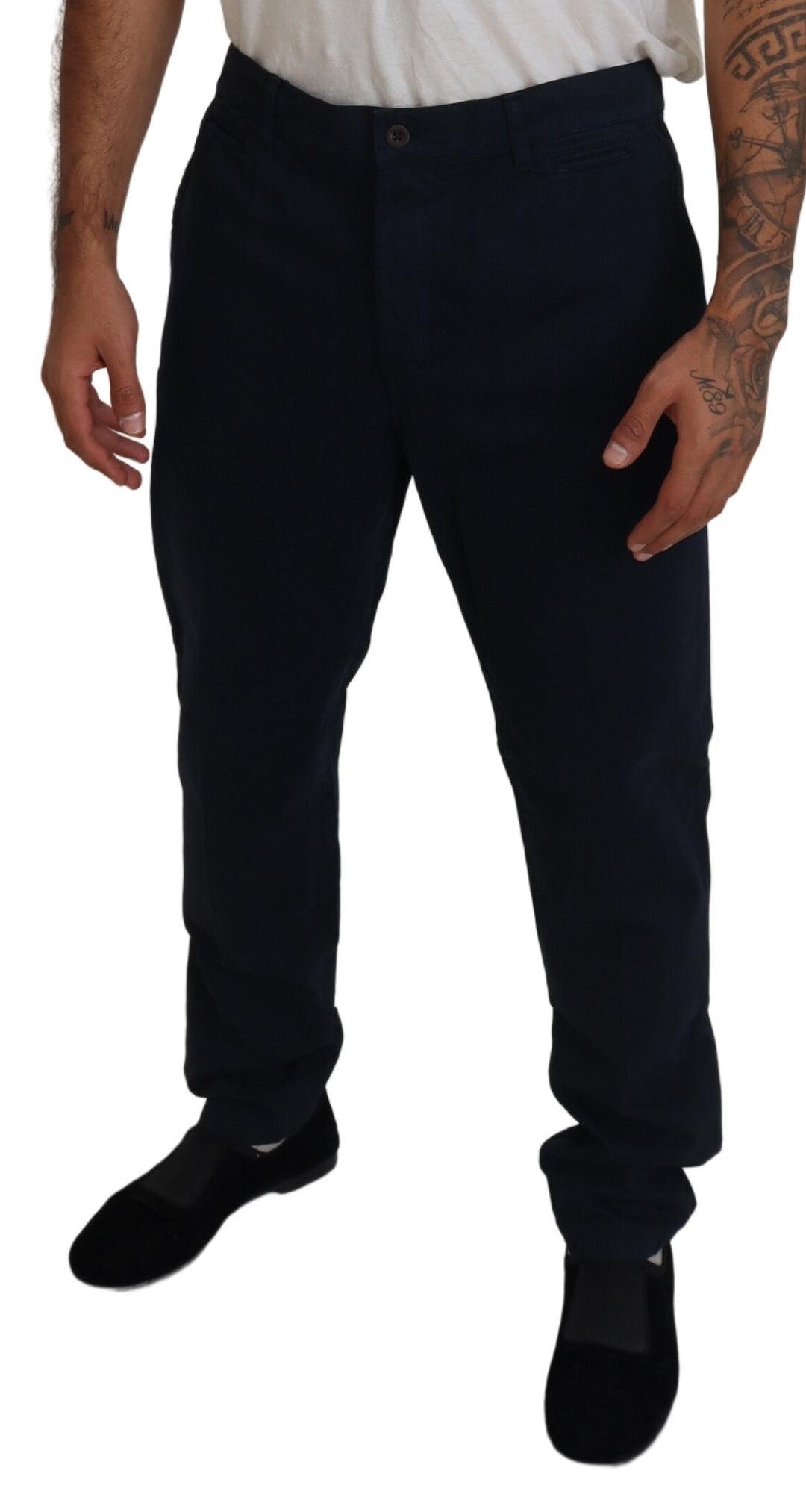 Dolce & Gabbana Blue Cotton Dress Formal Men Pants | Regal Royce