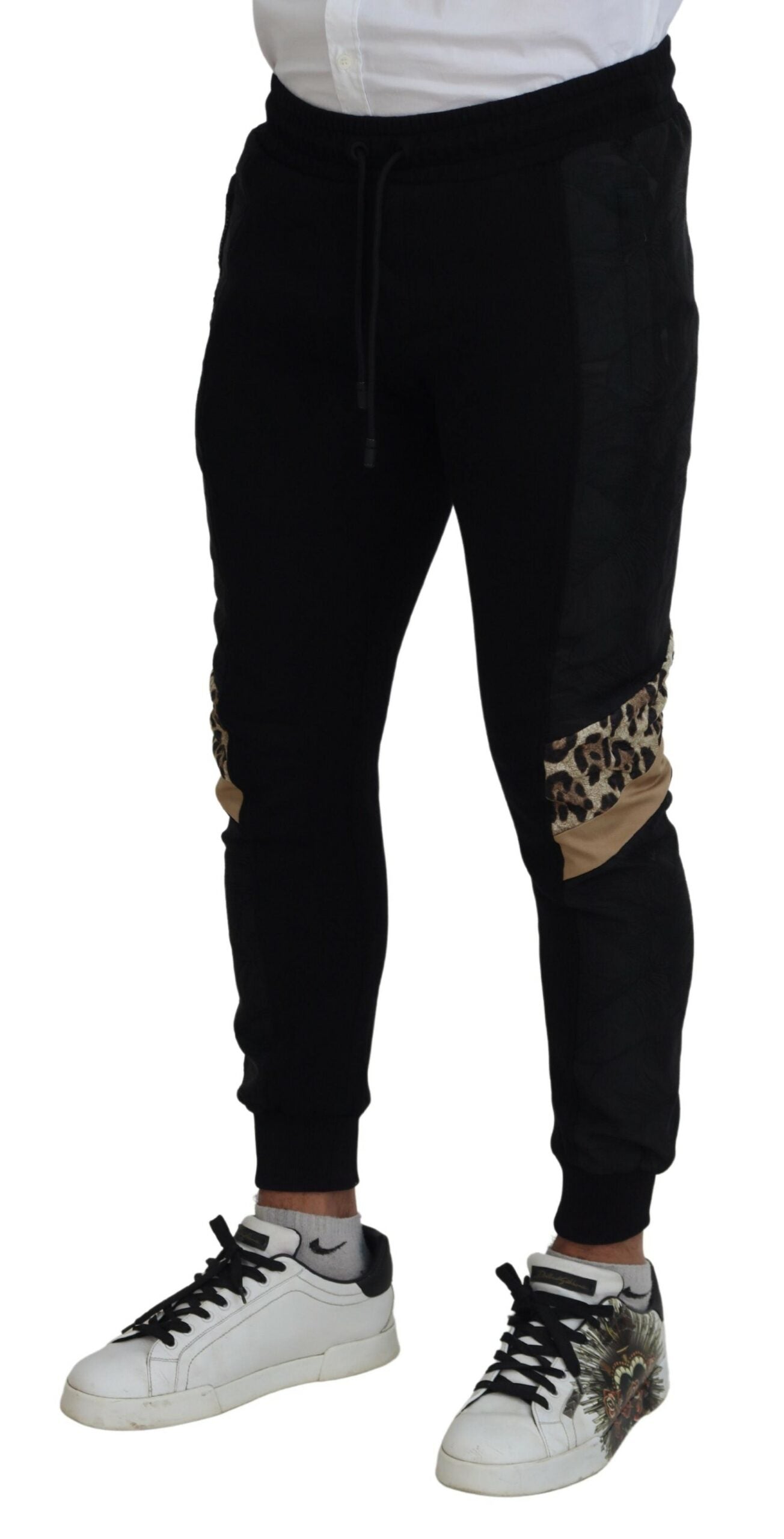 Dolce & Gabbana Black Polyester Skinny Jogger Men Pants | Regal Royce