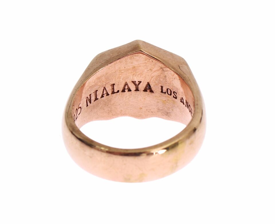 Nialaya Pink Gold 925 Silver Authentic Clear Ring | Regal Royce
