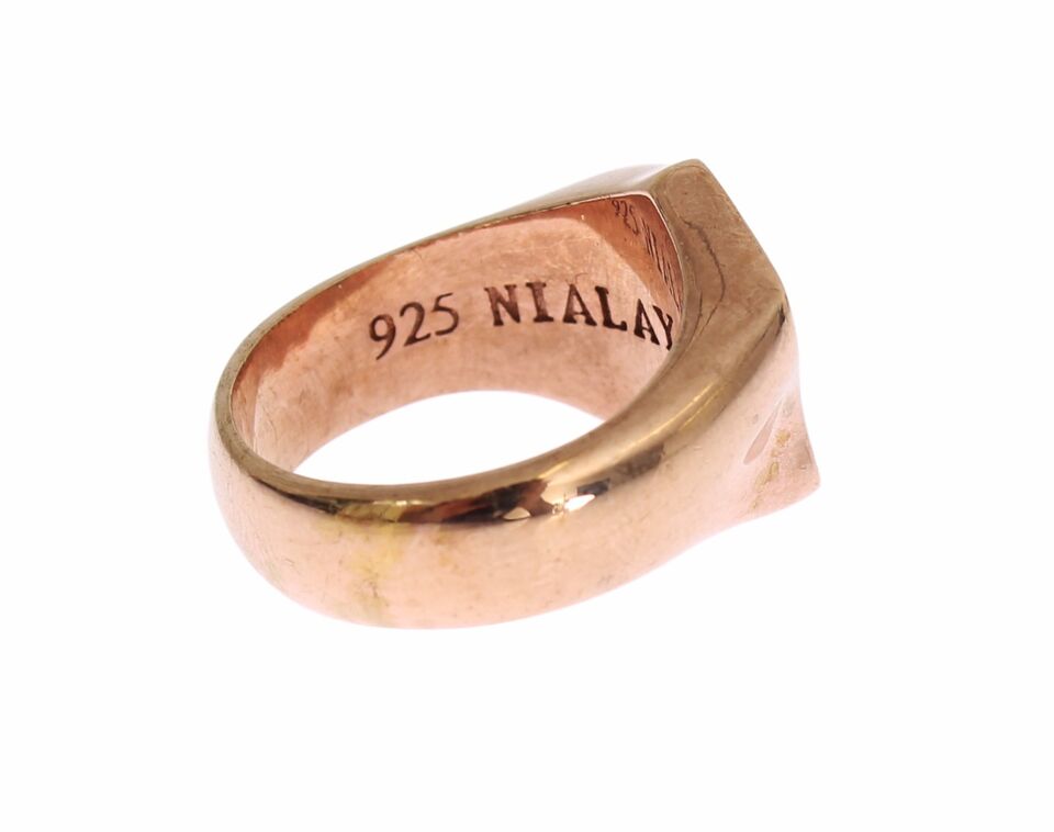 Nialaya Pink Gold 925 Silver Authentic Clear Ring | Regal Royce