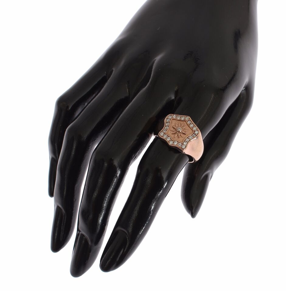 Nialaya Pink Gold 925 Silver Authentic Clear Ring | Regal Royce