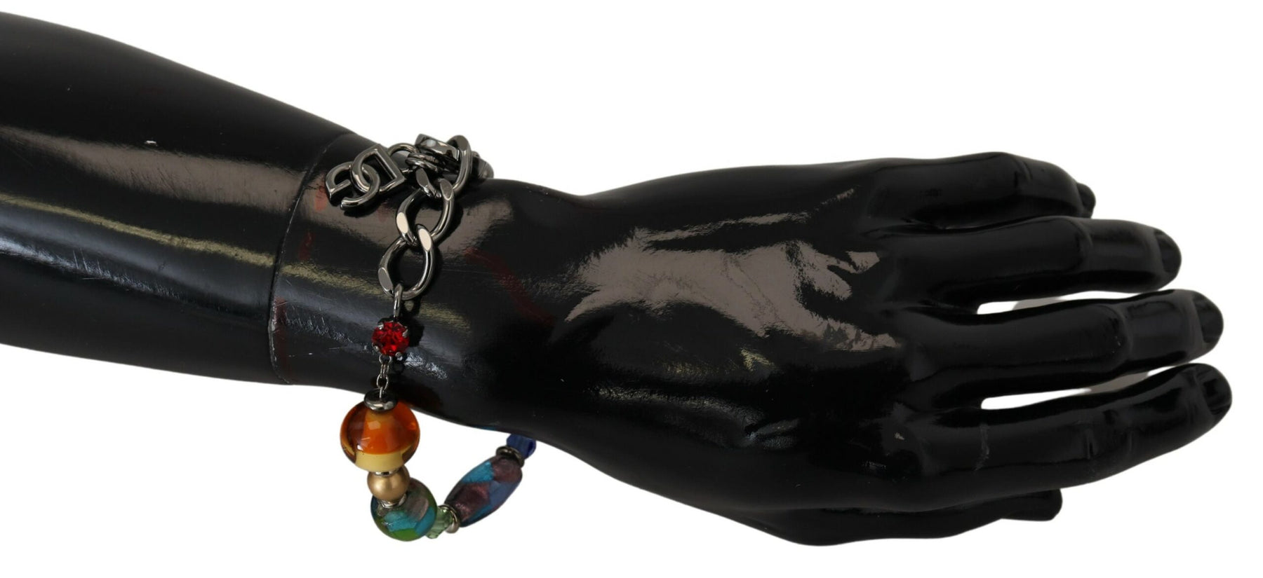 Dolce & Gabbana multicolor Silver Chain Brass Beaded Lobster Clasp Bracelet | Regal Royce